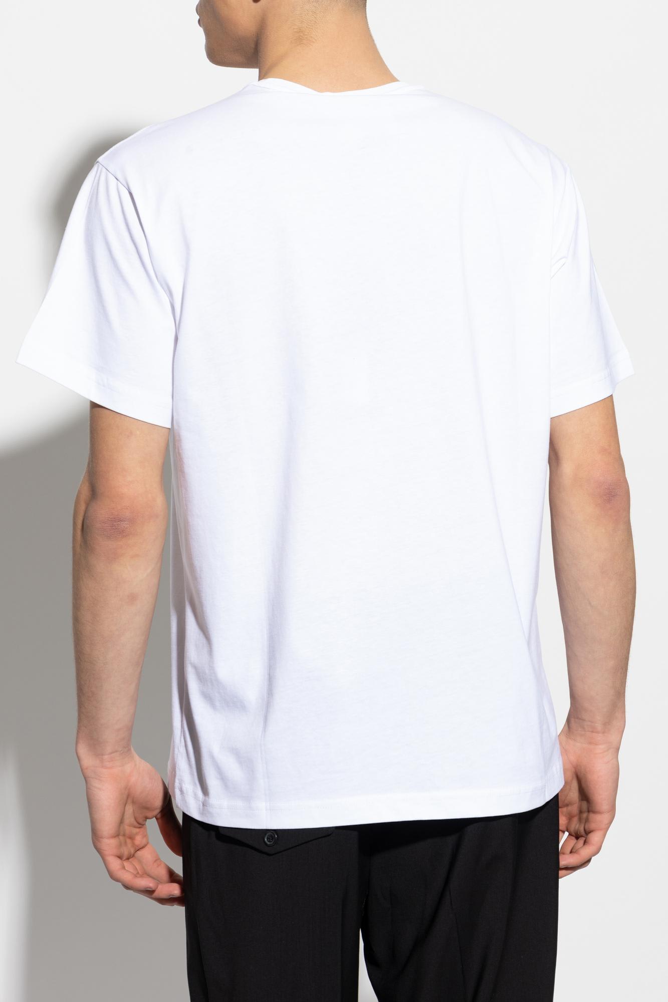 Shop Versace Jeans Couture T-shirt With Printed Logo In White Gold