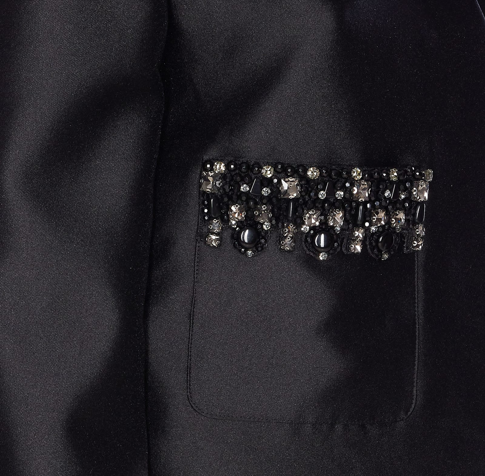 Self-portrait Black Taffeta Embellished Trim Jacket Clothing In Black
