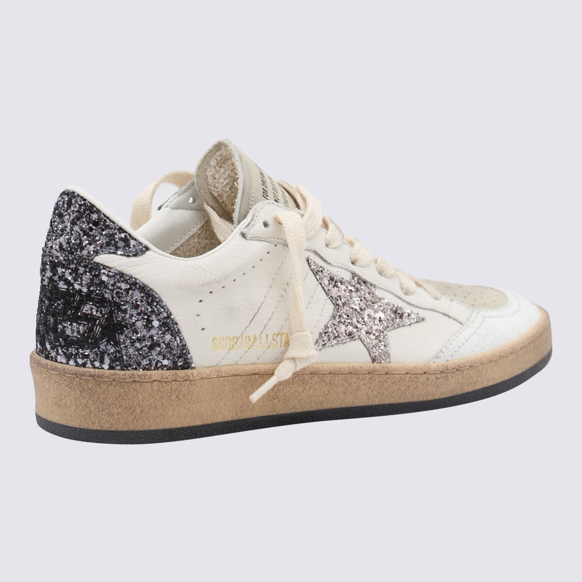 Shop Golden Goose White And Black Leather Ball Star Low Top Sneakers In White/cinder/antracite