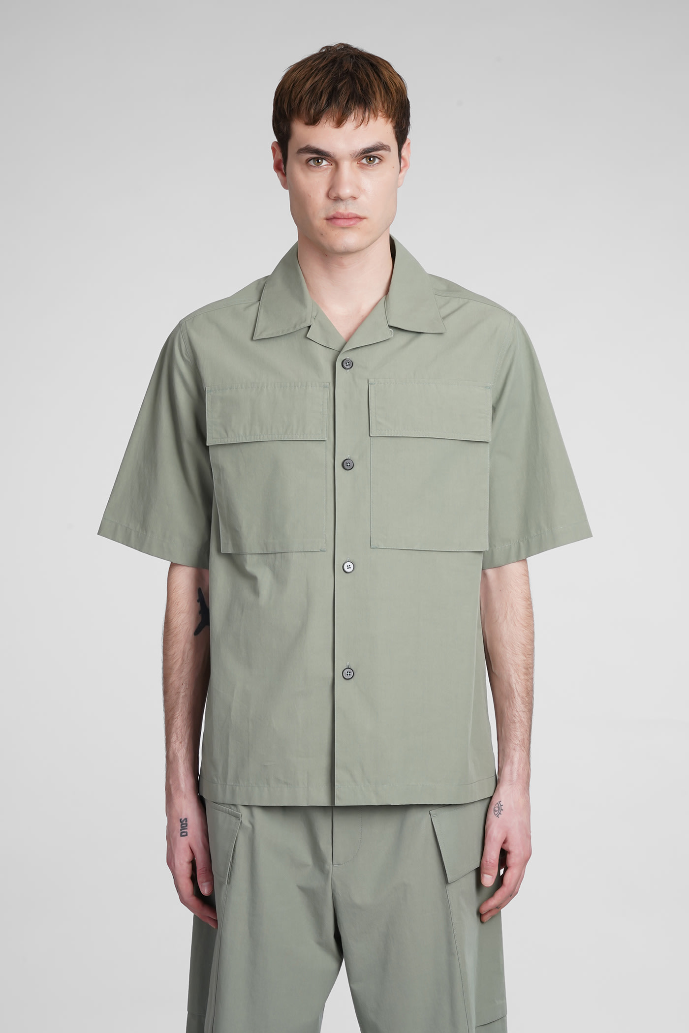 JIL SANDER SHIRT IN GREEN COTTON