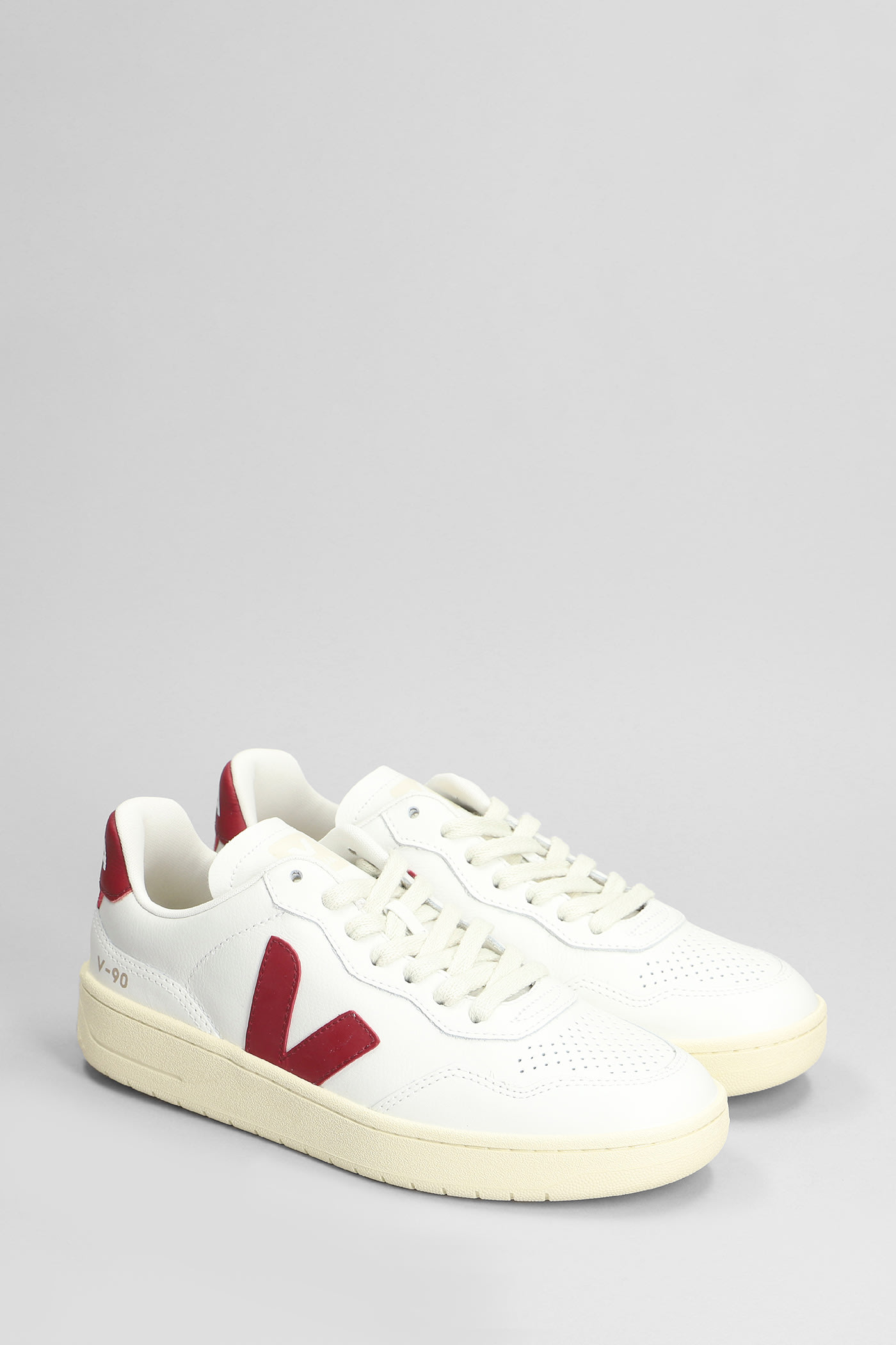 Shop Veja V-90 Sneakers In White Leather