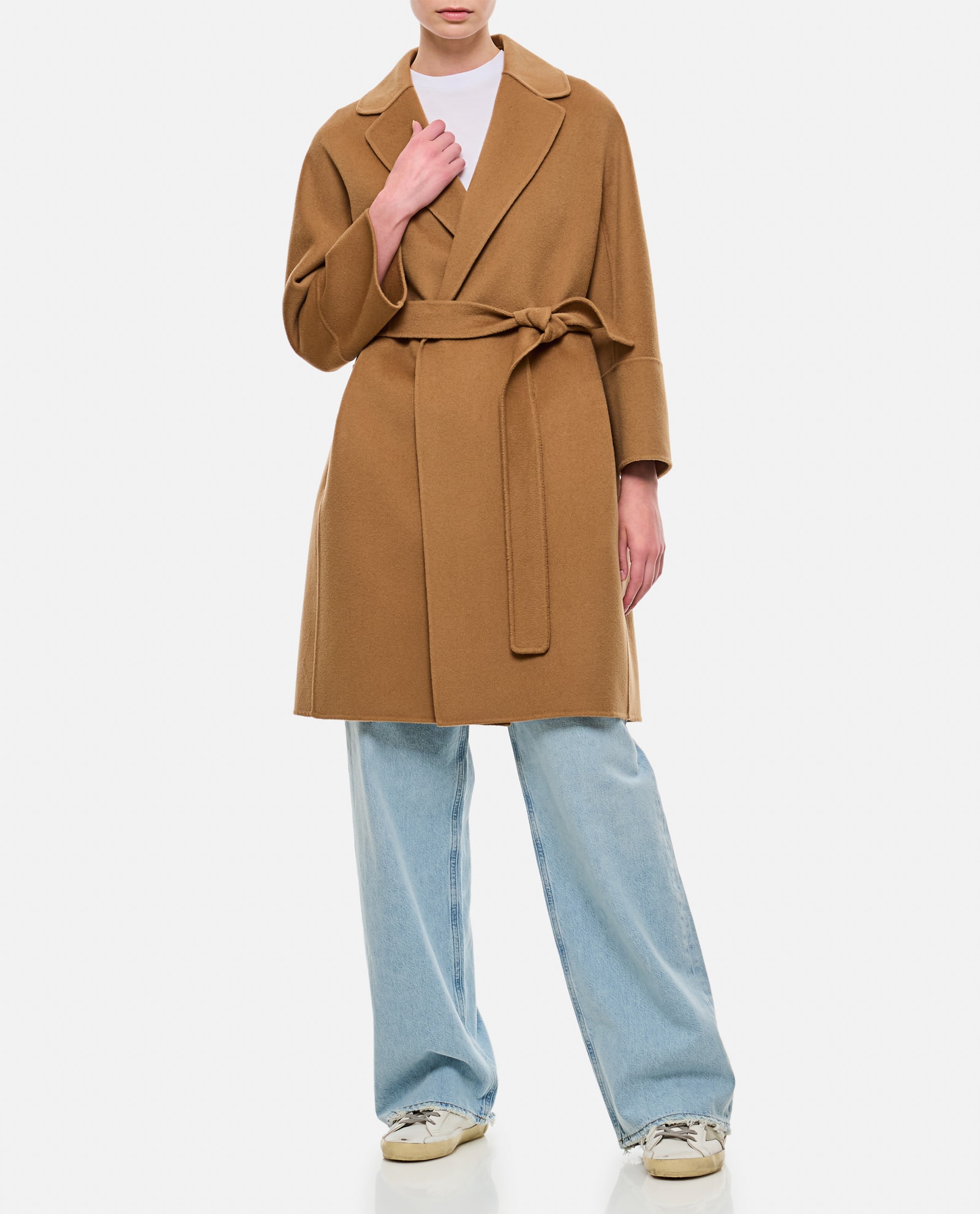 Shop 's Max Mara Arona Open Coat In Camel