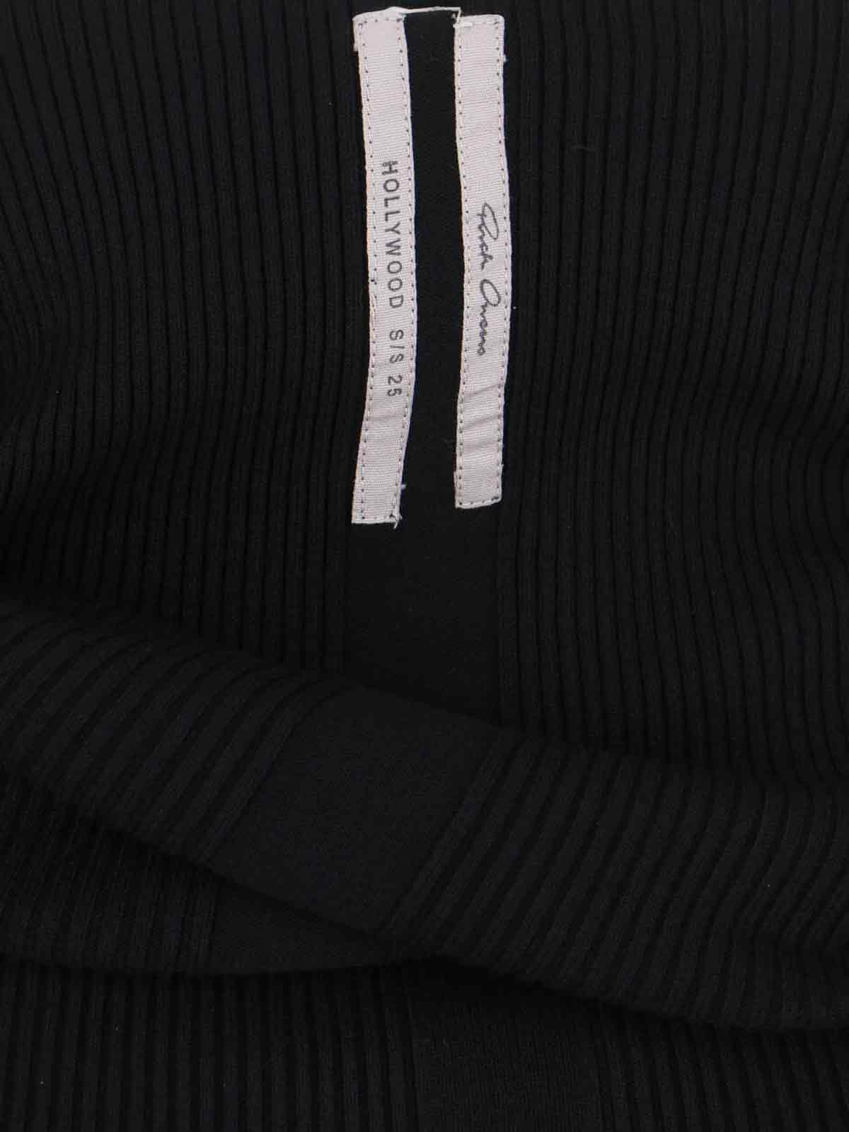 Rick Owens Athena Long Black Ribbed One Shoulder Dress In Wool In Black