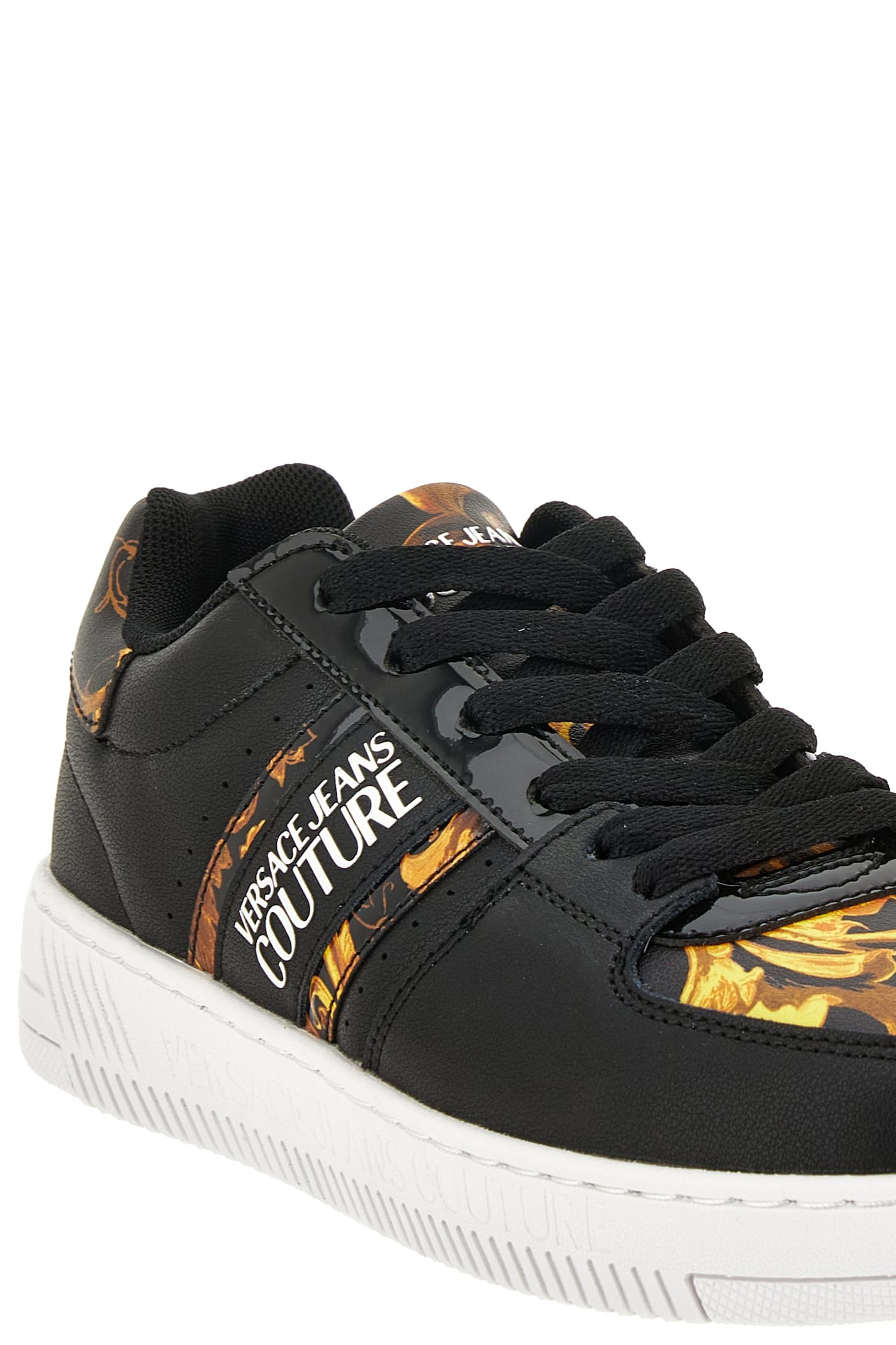 Versace Jeans Couture Baroque-print Trainers In Black