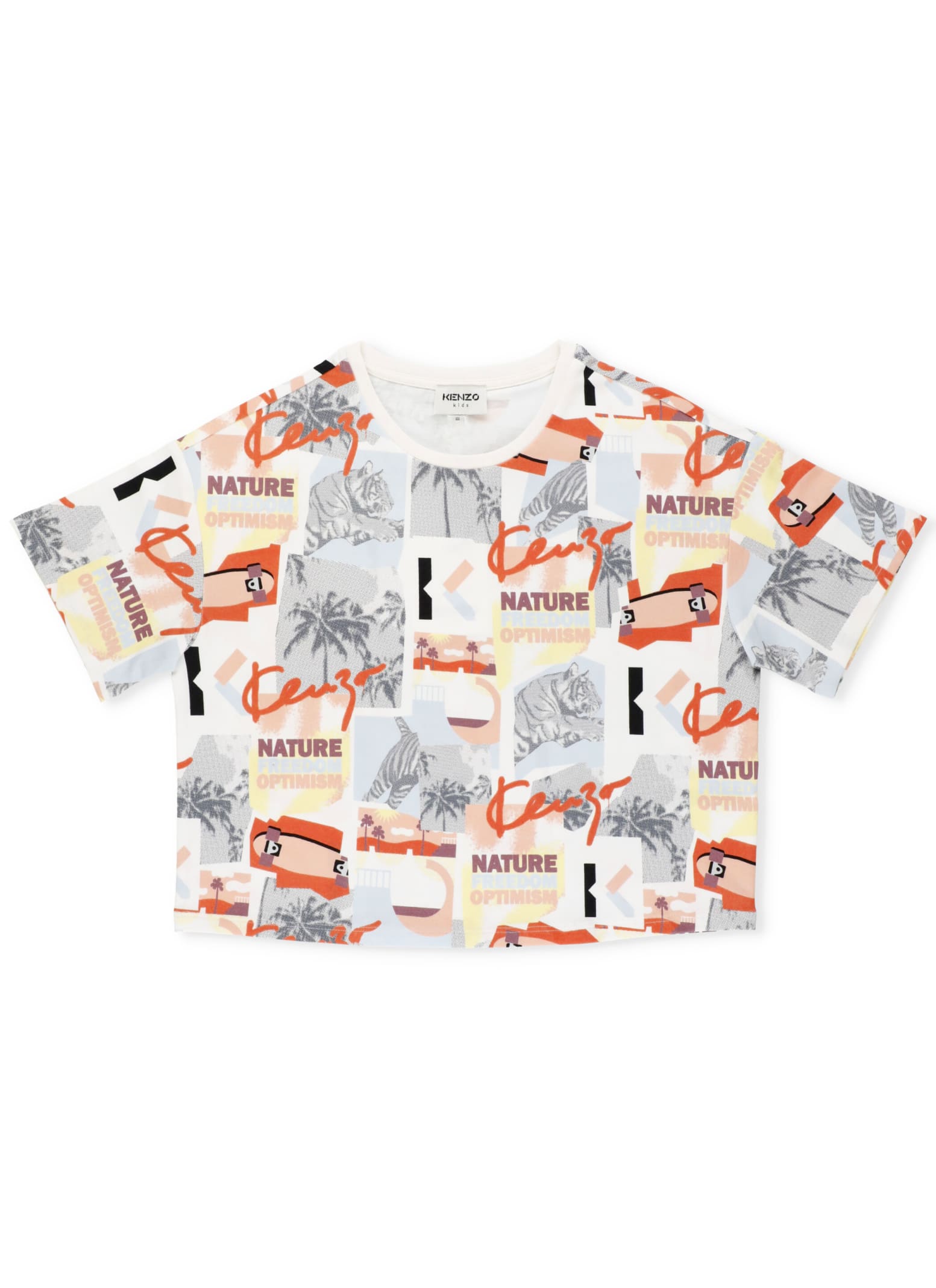 Kenzo Allover Print Cropped T-shirt