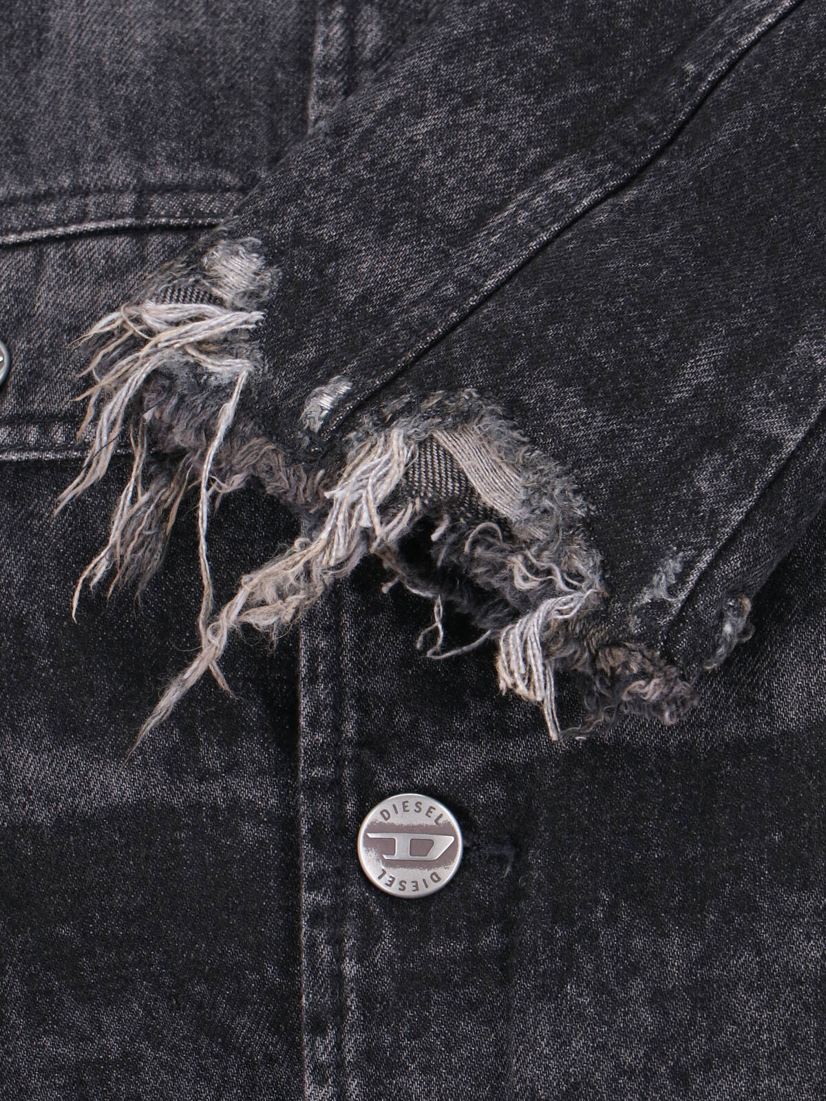 Diesel Grey Jacket With Round Neck And Frayed Edges In Cotton Blend Woman In Multi