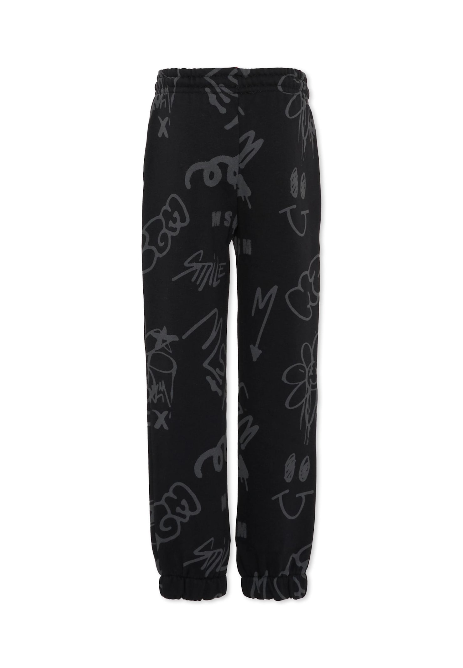 Msgm Graffiti-print Track Pants In Black