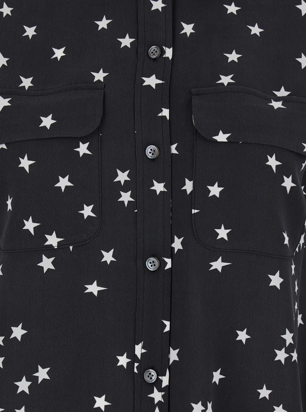 Shop Equipment Black Shirt With All-over Star Motif And Patch Pockets On The Chest In Silk Woman