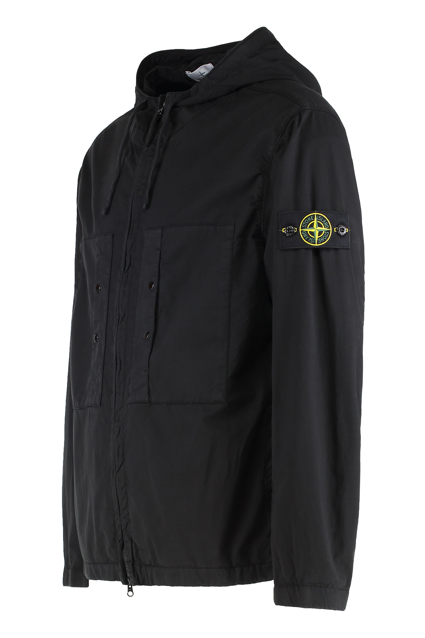 Stone Island Short Parka With Elastic Hem And Hood