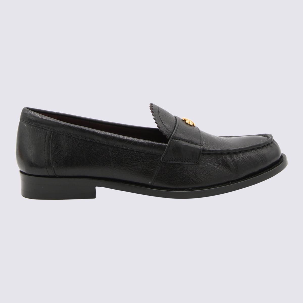 Shop Tory Burch Black Leather Perry Loafers