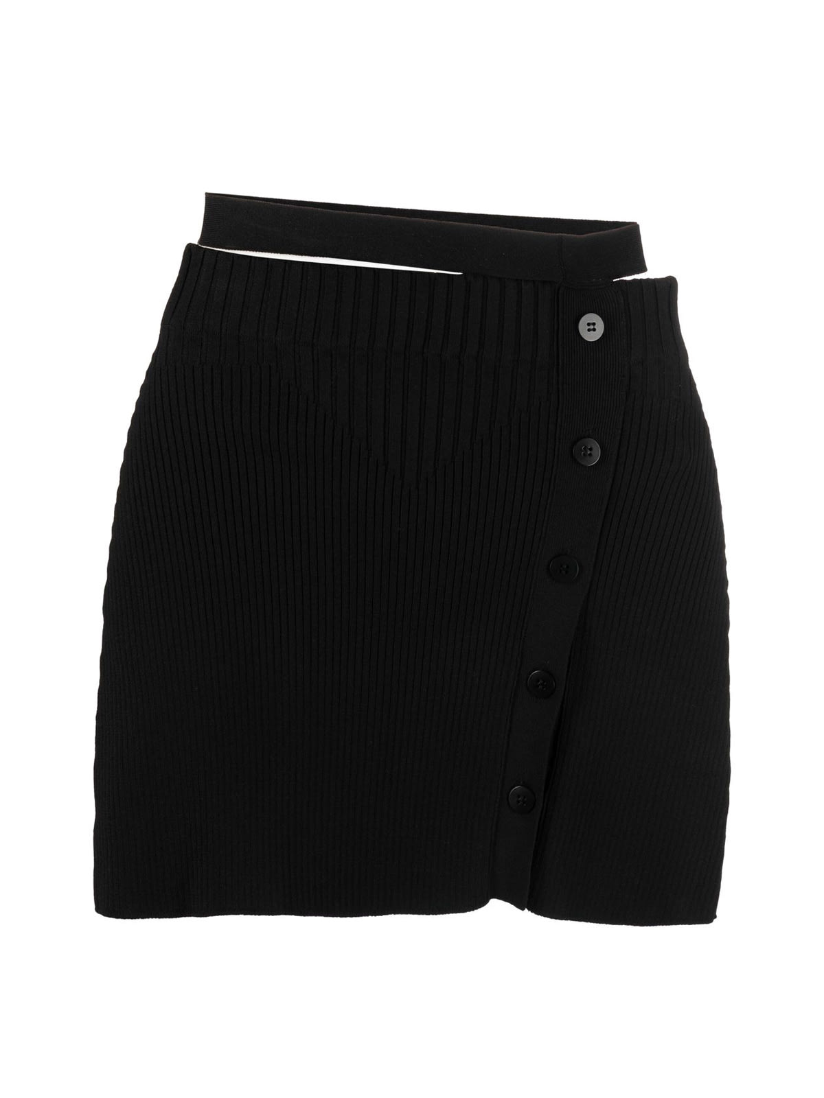 ANDREADAMO Ribbed-knit Mini Skirt With Buttons And
