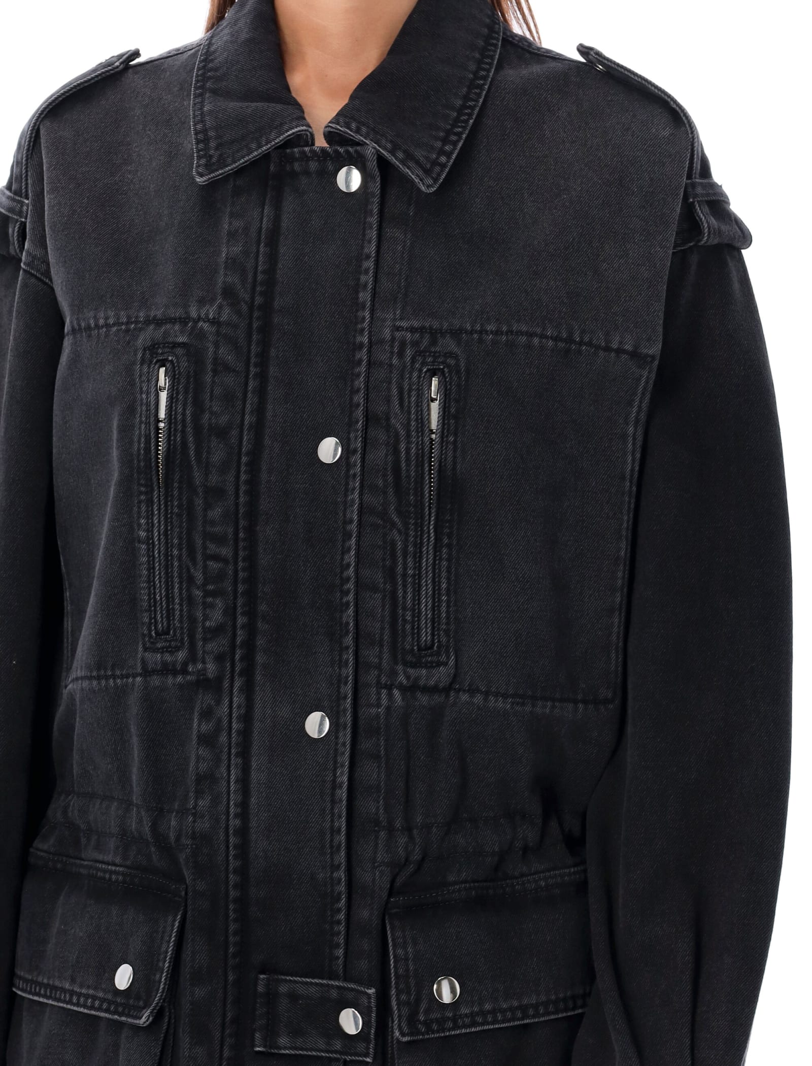 Shop Marant Etoile Joanna Denim Jacket In Faded Black