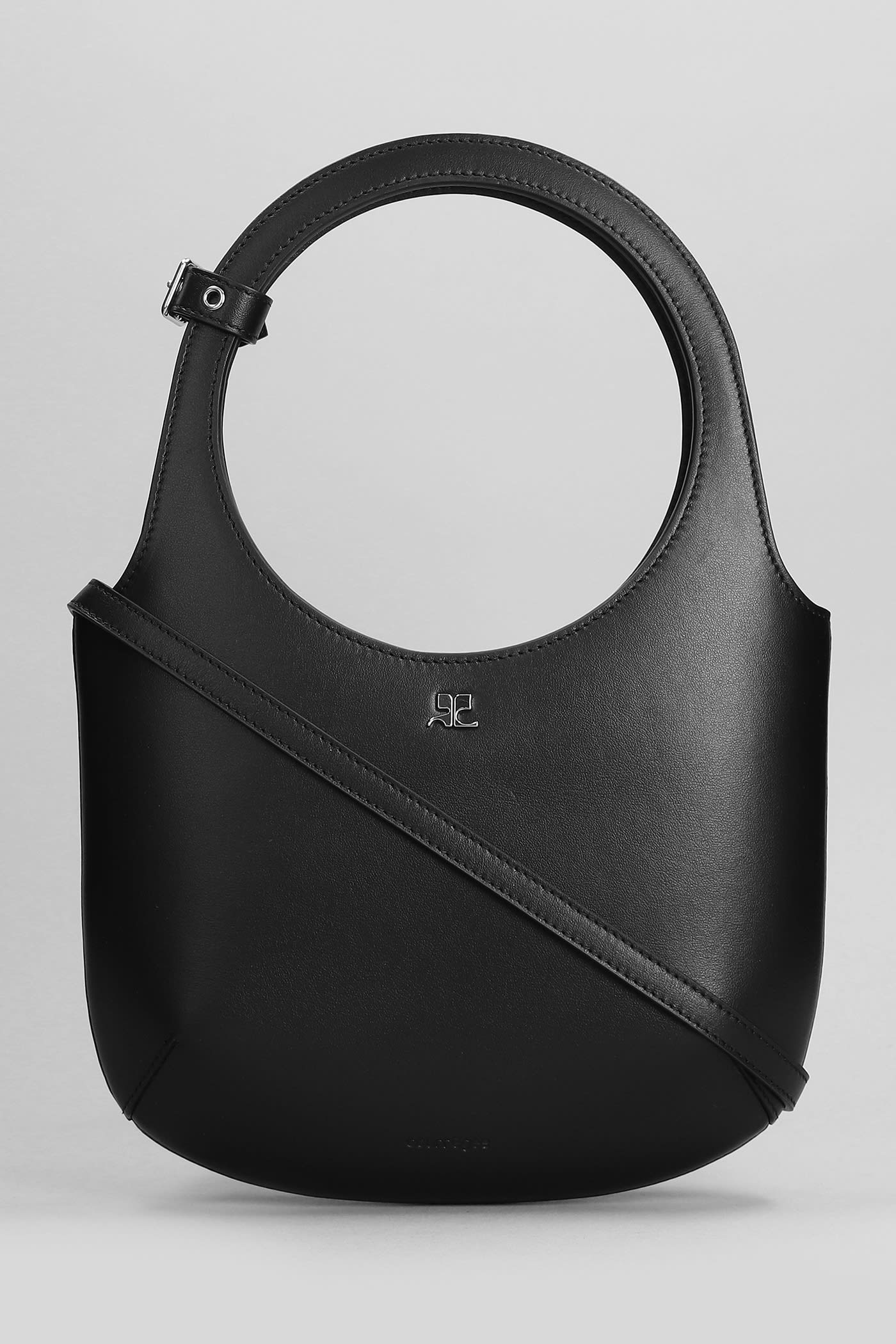 Courrèges Hand Bag In Black Leather