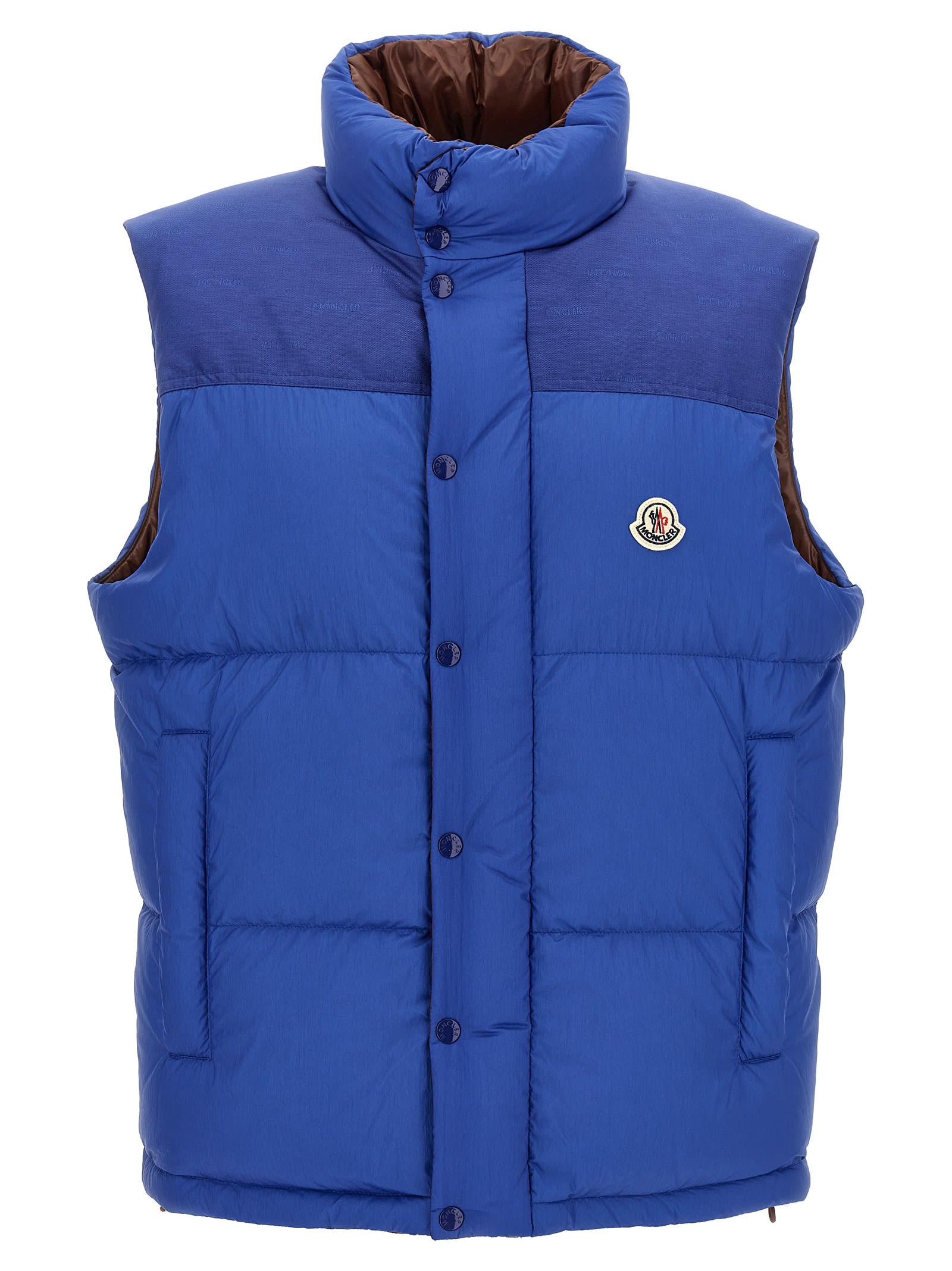 Moncler Verone Reversible Short Down Jacket In Blue