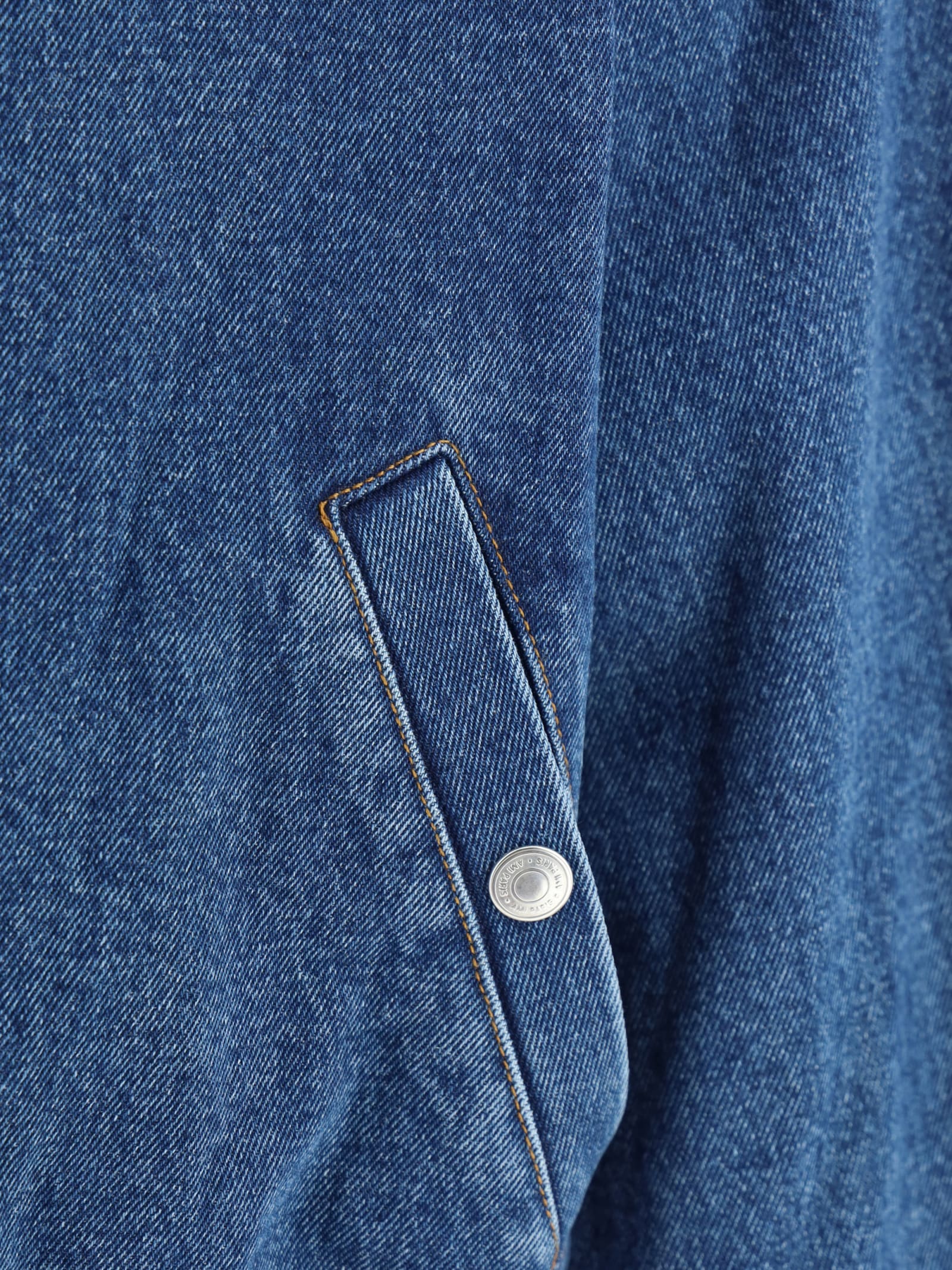 Shop Ami Alexandre Mattiussi Loose Fit Zipped Denim Jacket In Used Blue