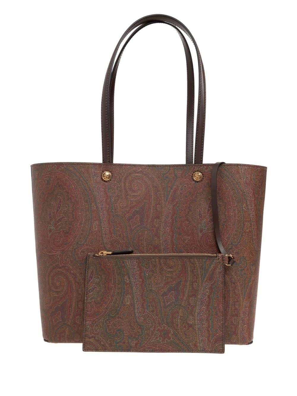 Shop Etro Brown  Essential Large Bag With Clutch