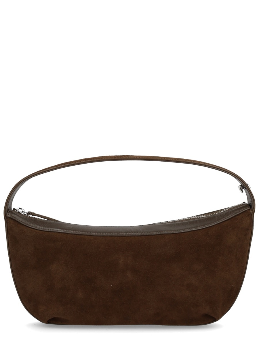 Staud Suede Rectangular Shoulder Bag With Top Handle In Brown