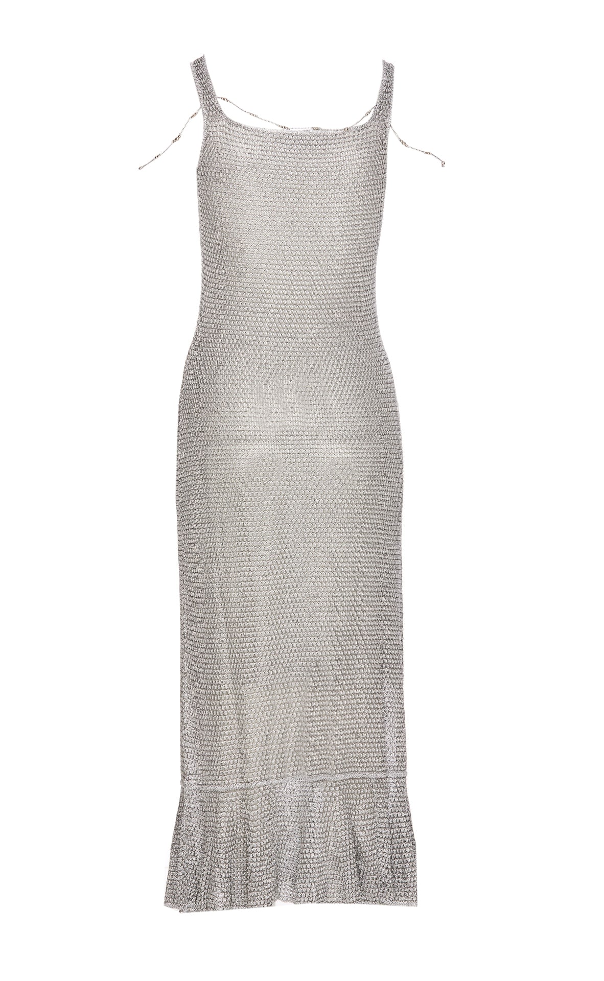 Shop Lanvin Embellished Long Dress In Silver