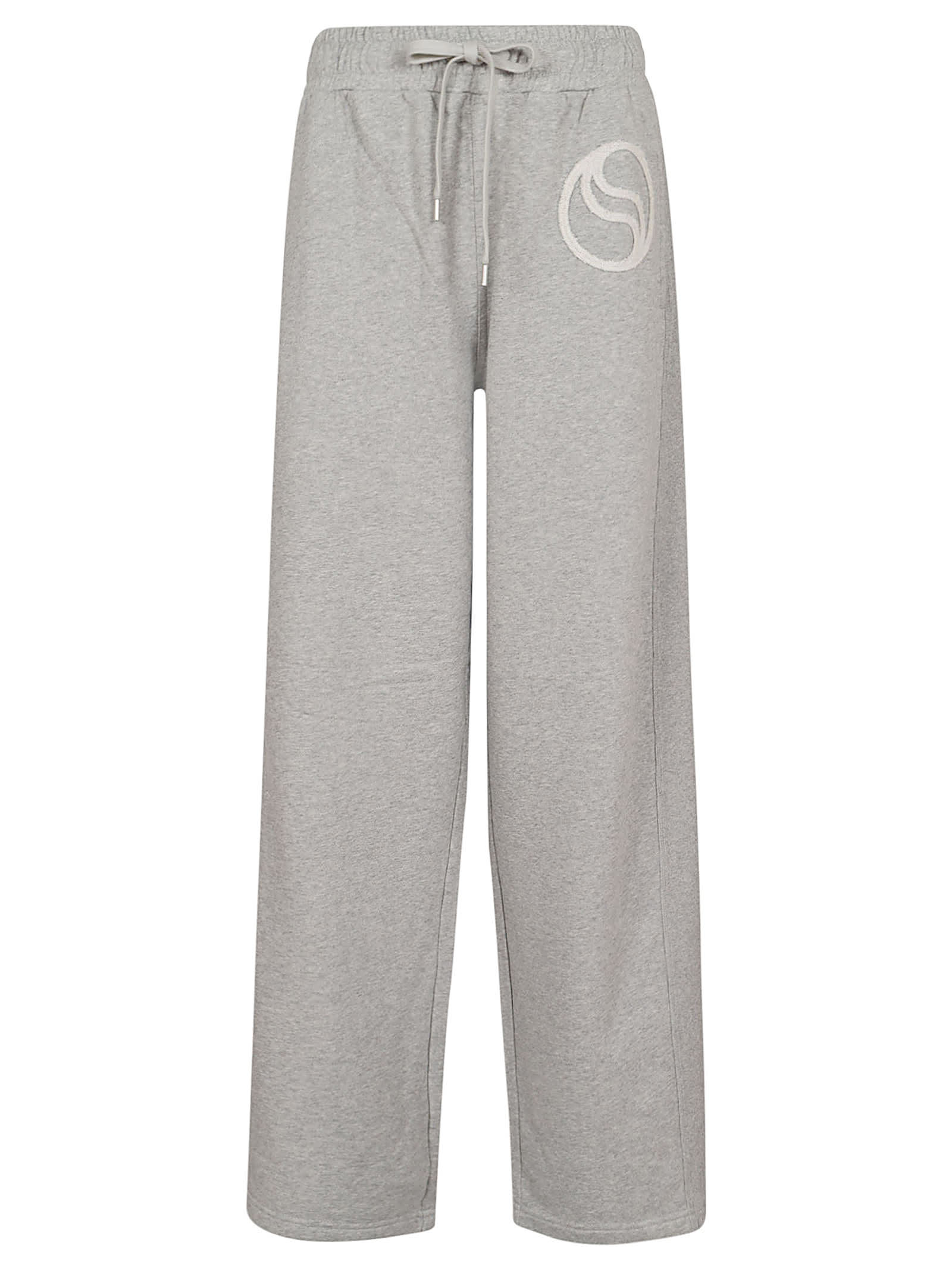 Shop Stella Mccartney Logo Patch Trousers In Light Grey Melange