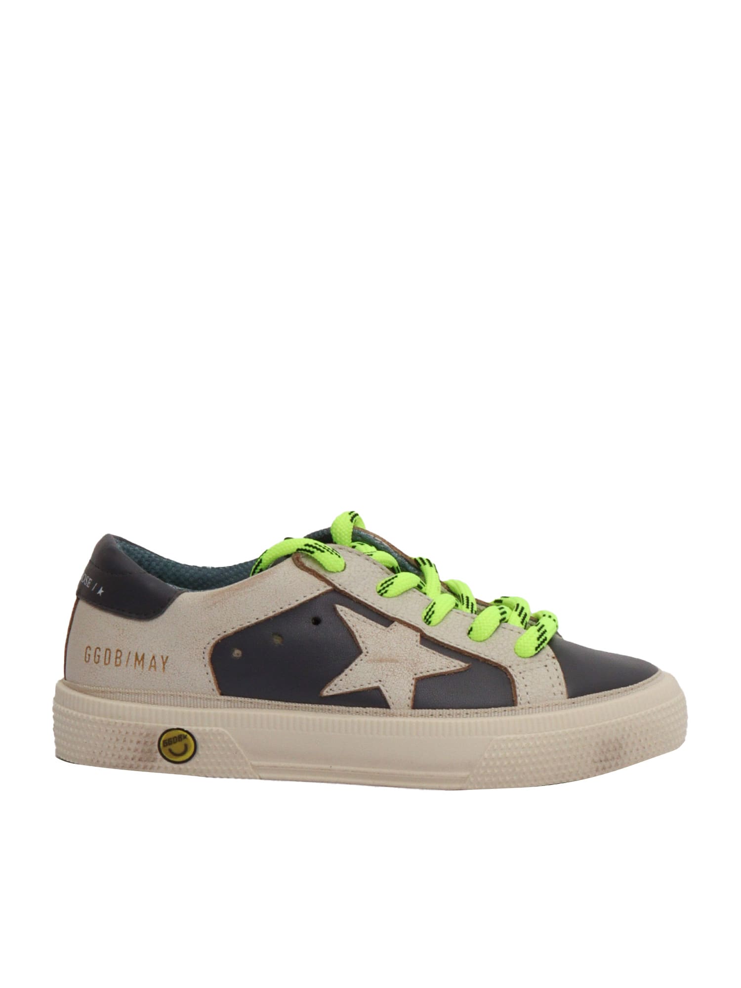 Golden Goose Boy's May Nappa Leather Star And Heel Lace-up Sneakers, Toddler/kids