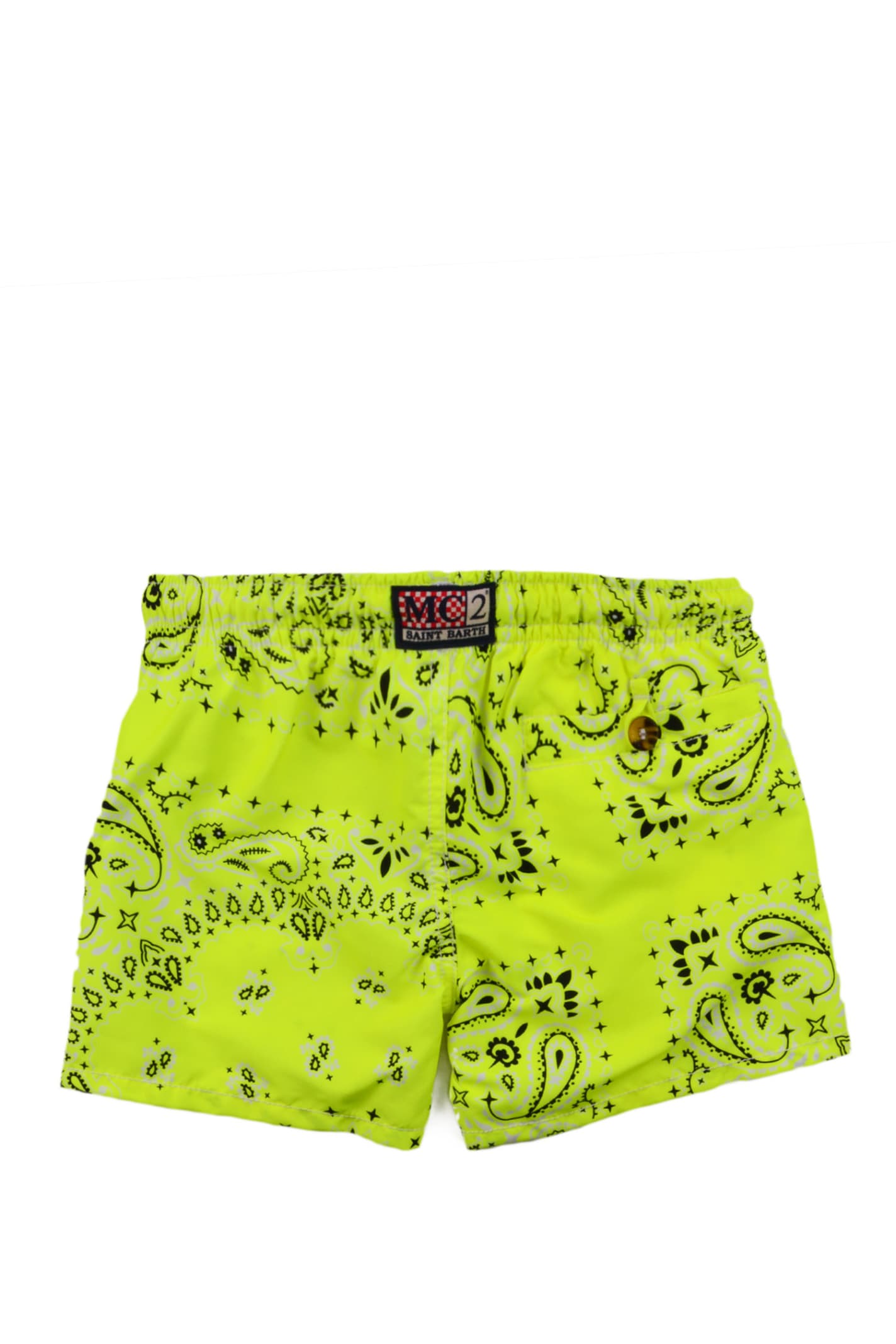 Shop Mc2 Saint Barth Swim Shorts With Bandana Print In Yellow