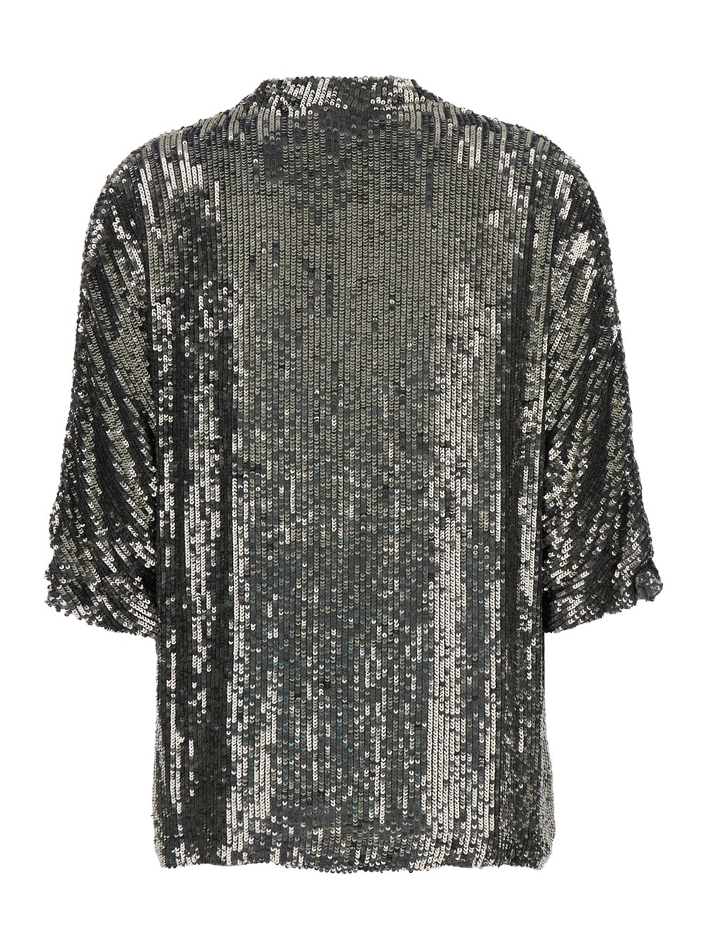 P.A.R.O.S.H METALLIC SEQUIN BLOUSE WITH V NECK IN TECH FABRIC WOMAN