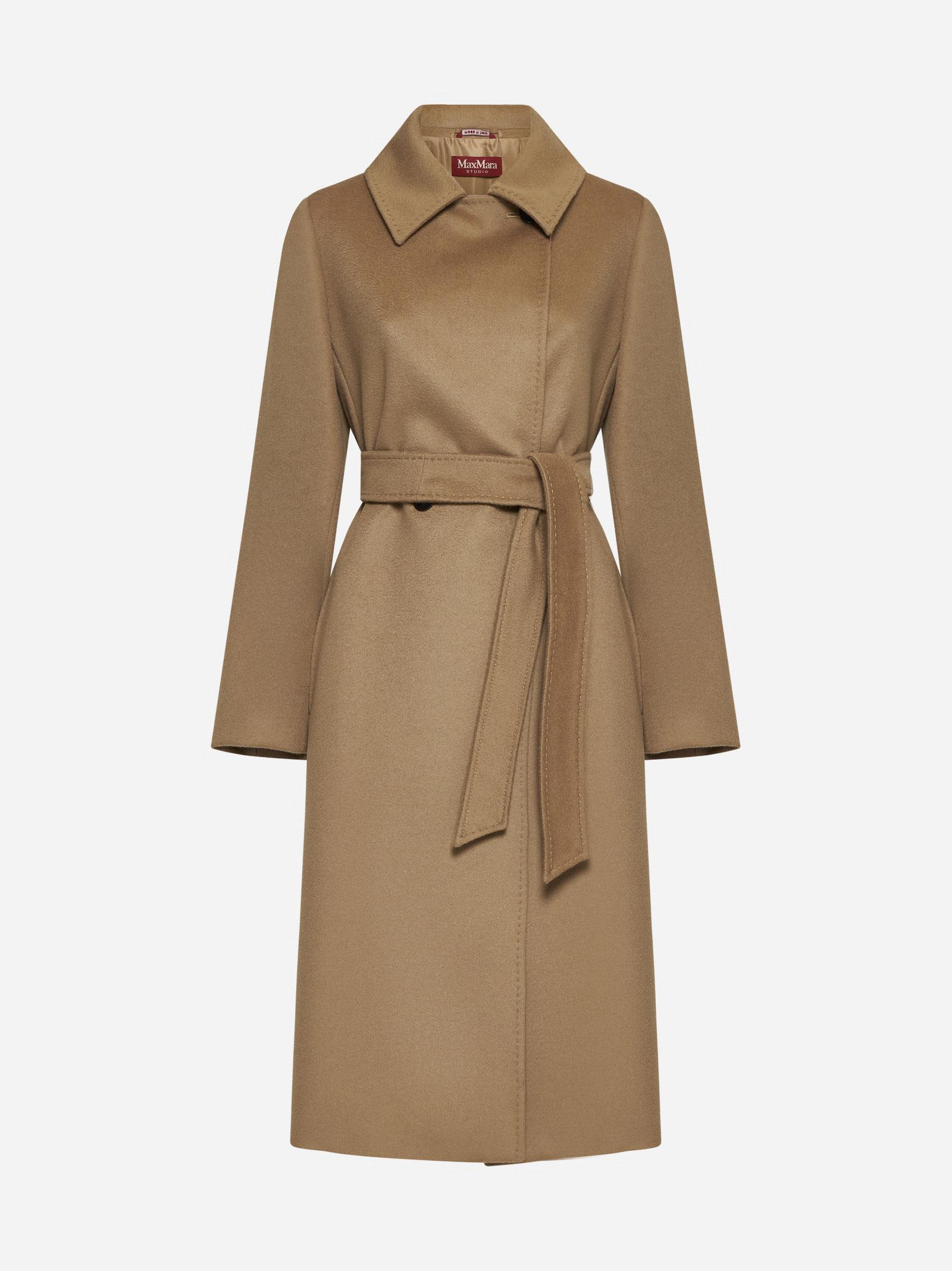 Shop Max Mara Bcollag Belted Wool Coat  Studio In Camel