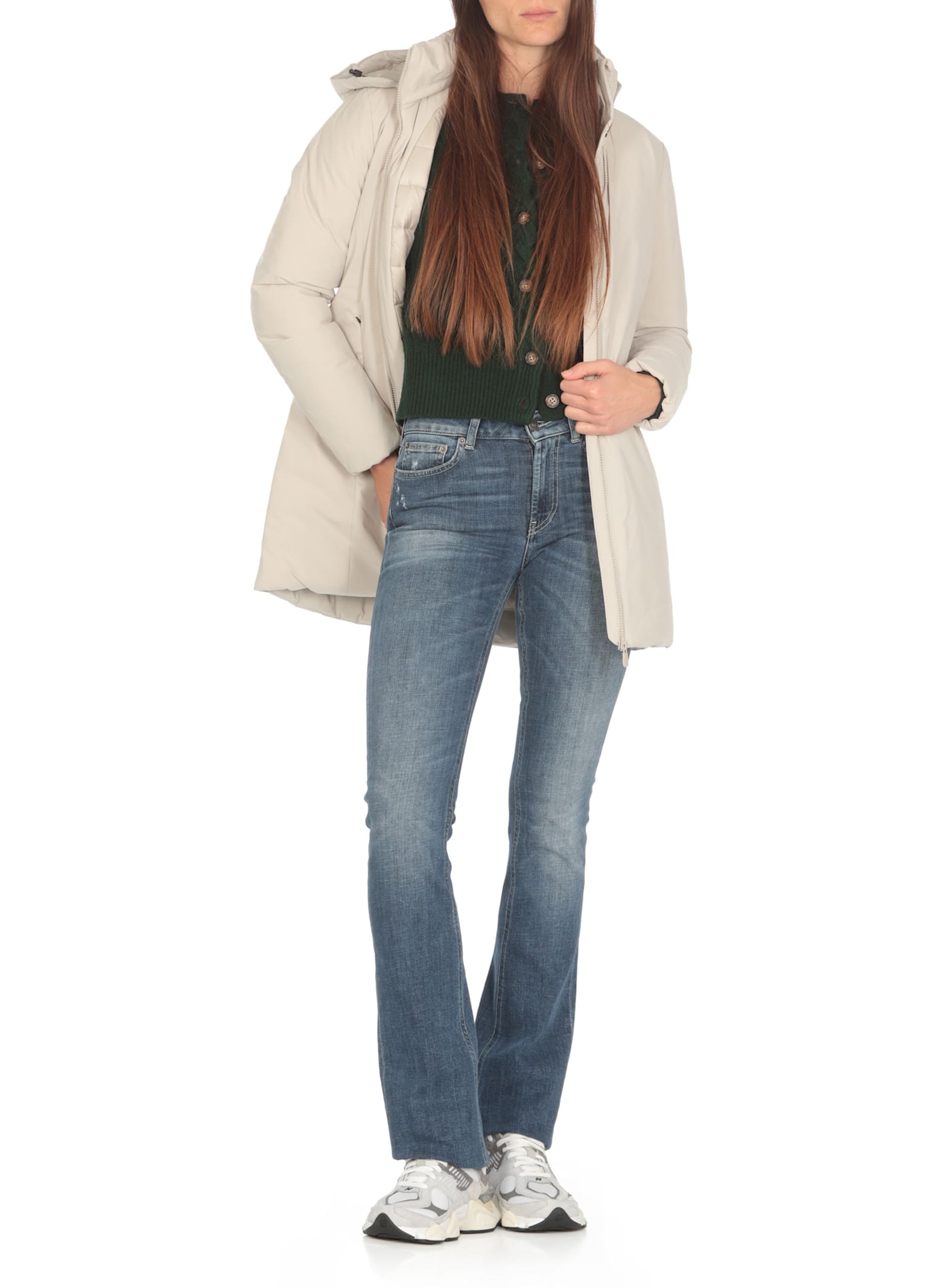 Shop Save The Duck Rachel Long Padded Jacket In Beige