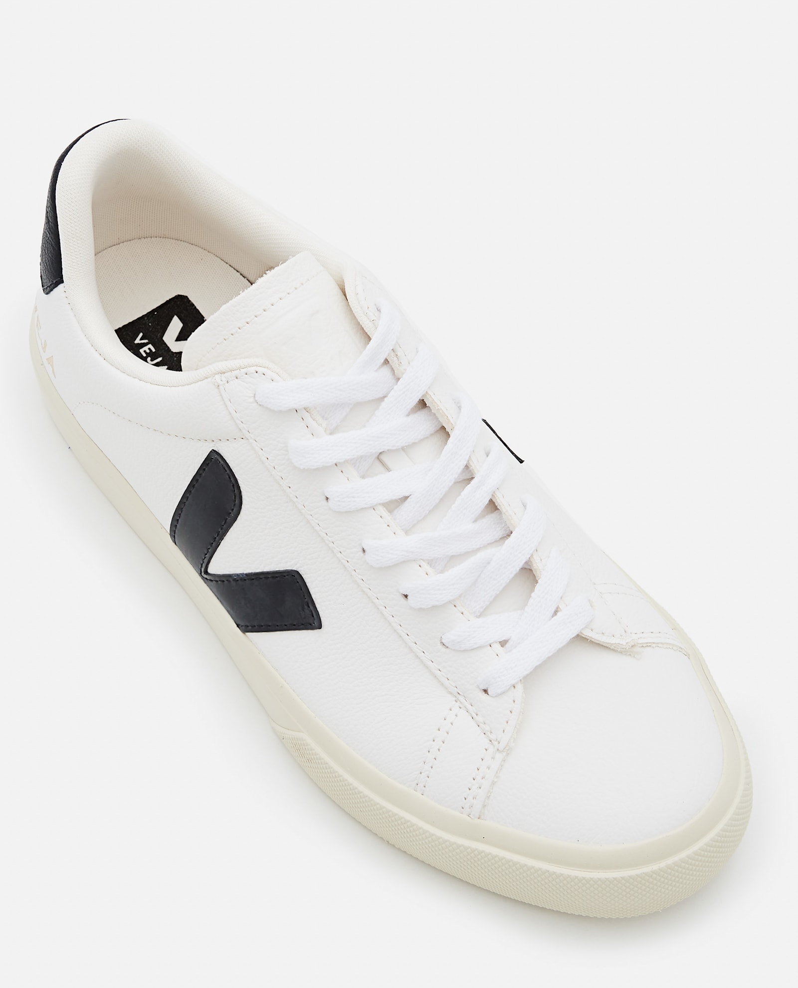 Veja Campo White And Black Low Top Sneakers In Vegan Leather Unisex In Yellow