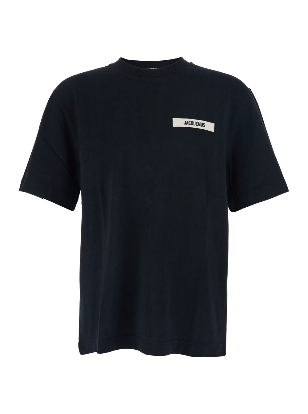Jacquemus Le T-shirt Gros Grain Black T-shirt With Logo Patch On The Front In Cotton Man In Black