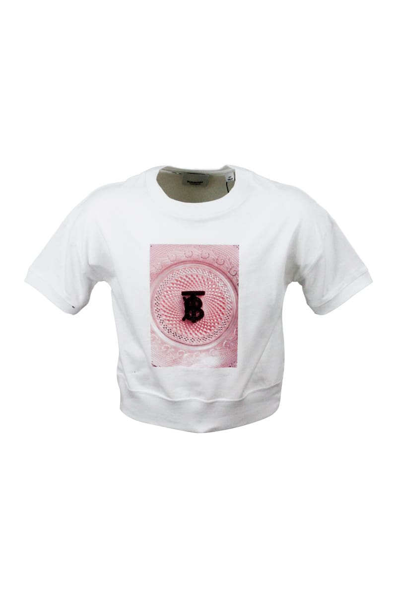 Burberry Short Sleeve Crewneck T-shirt With Sweets Print And Back Lettering On The Neck