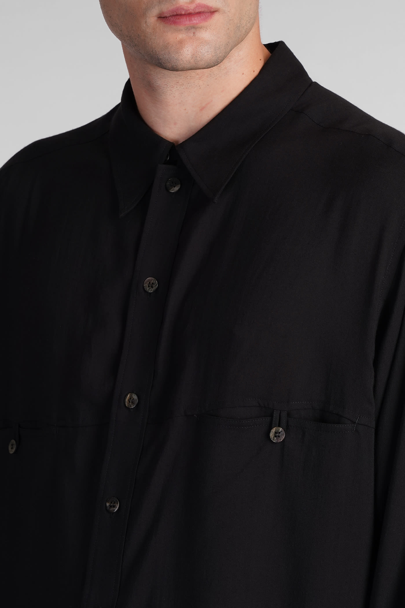 Shop Yohji Yamamoto Shirt In Black Cellulose