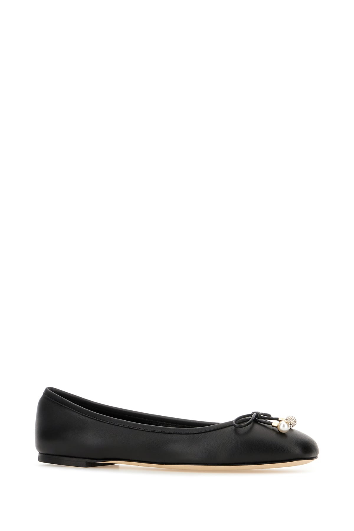 Shop Jimmy Choo Black Nappa Leather Ballerinas