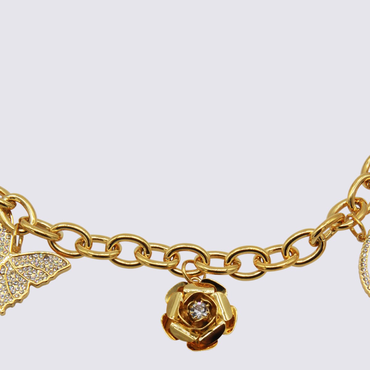 Blumarine Butterfly Initial Rose Charm Chain Belt In Gold