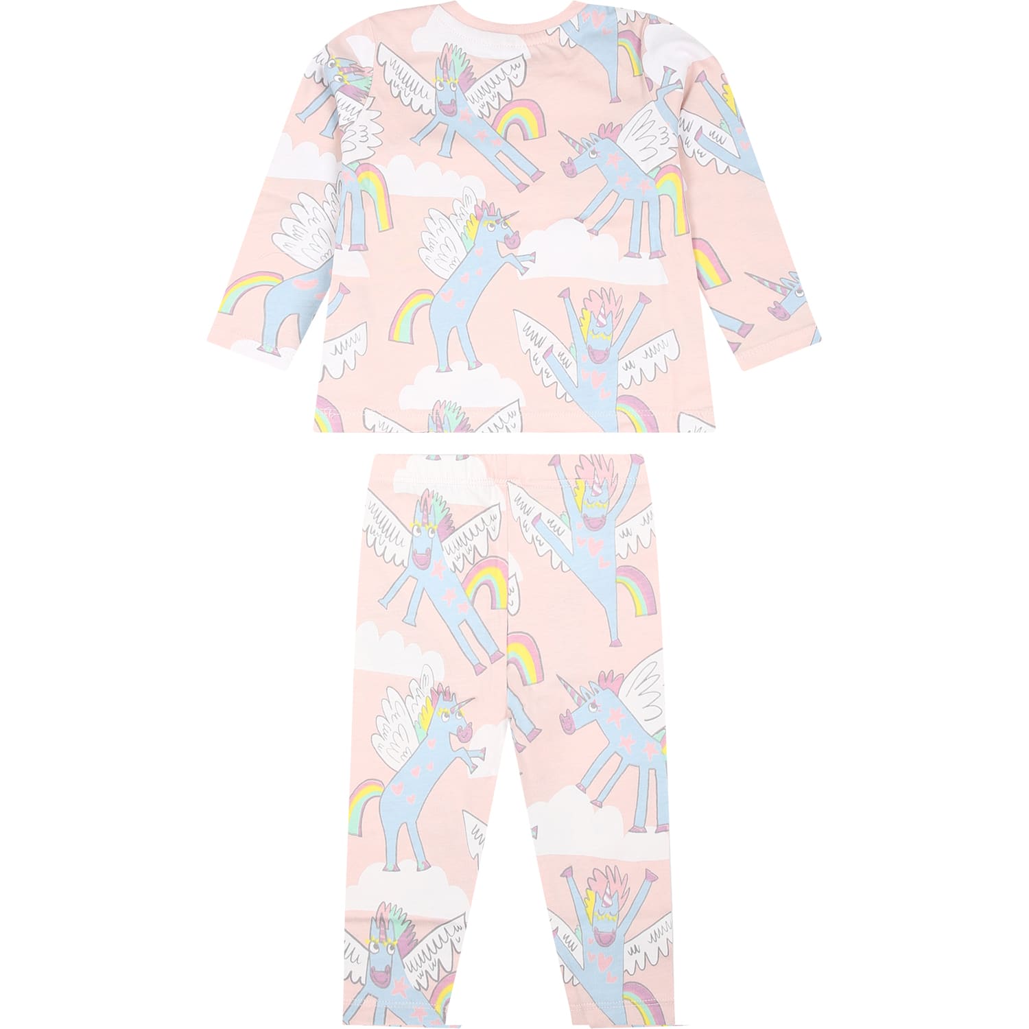 Shop Stella Mccartney Pink Suit For Baby Girl With Unicorn