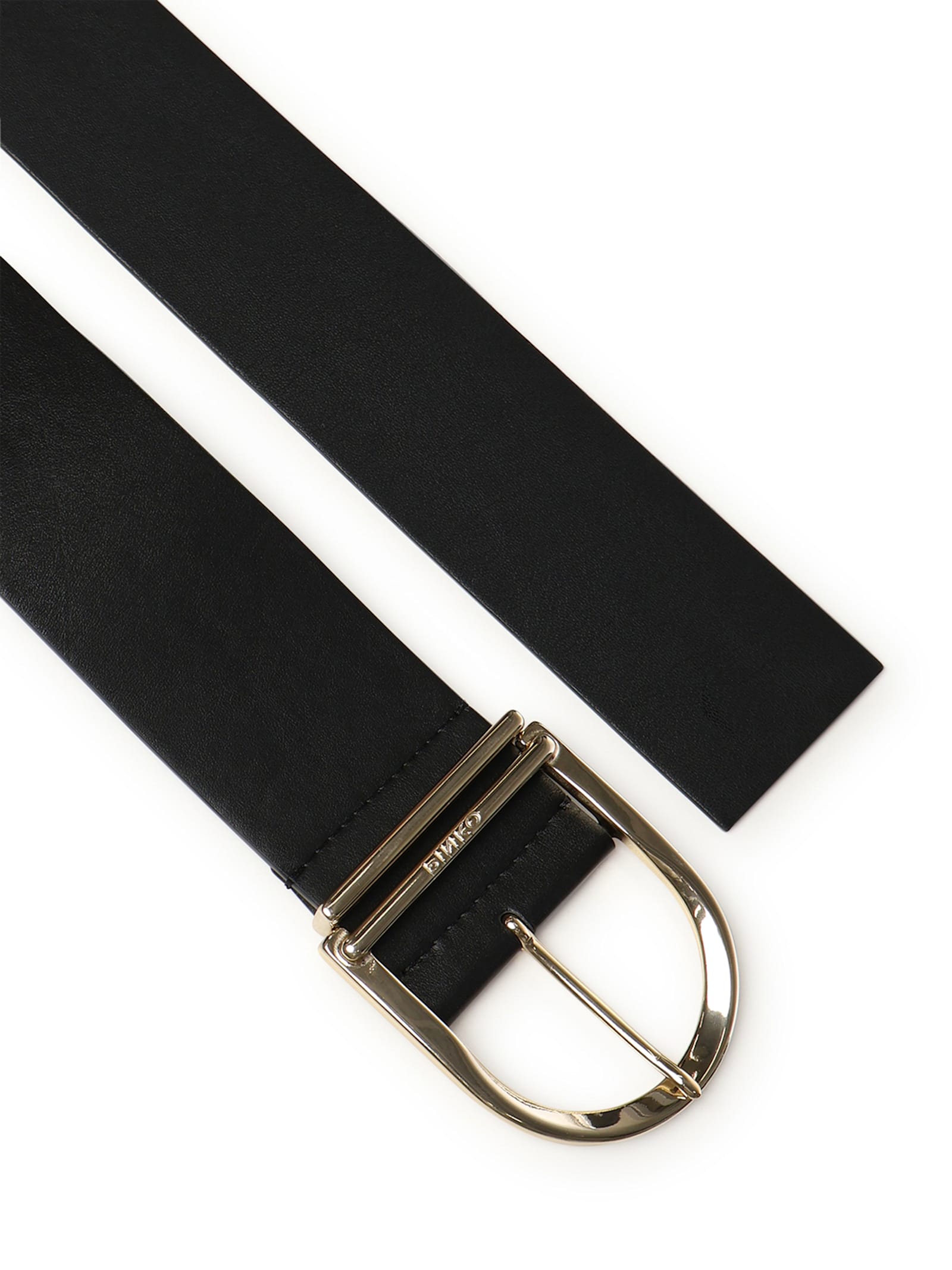 Pinko High Belt In Leather And Tassel 6cm In Nero-light Gold