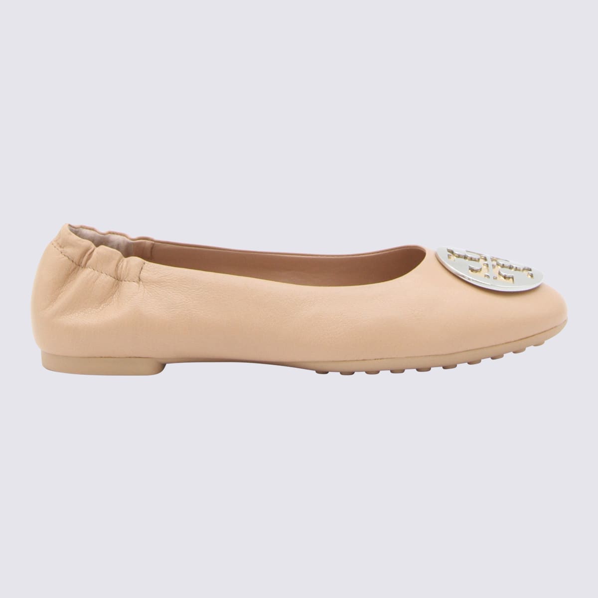Shop Tory Burch Light Sand Leather Claire Flats