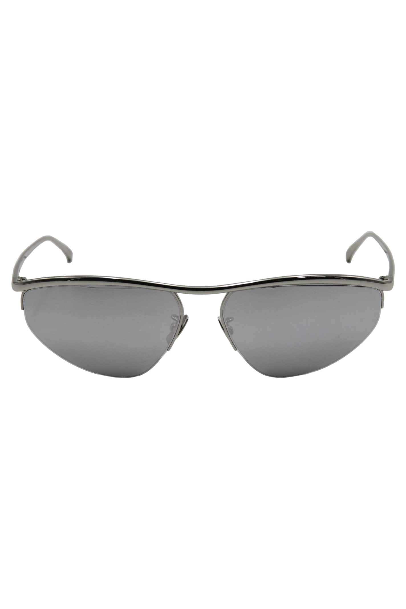 Shop Bottega Veneta Half Frame Sunglasses In Silver