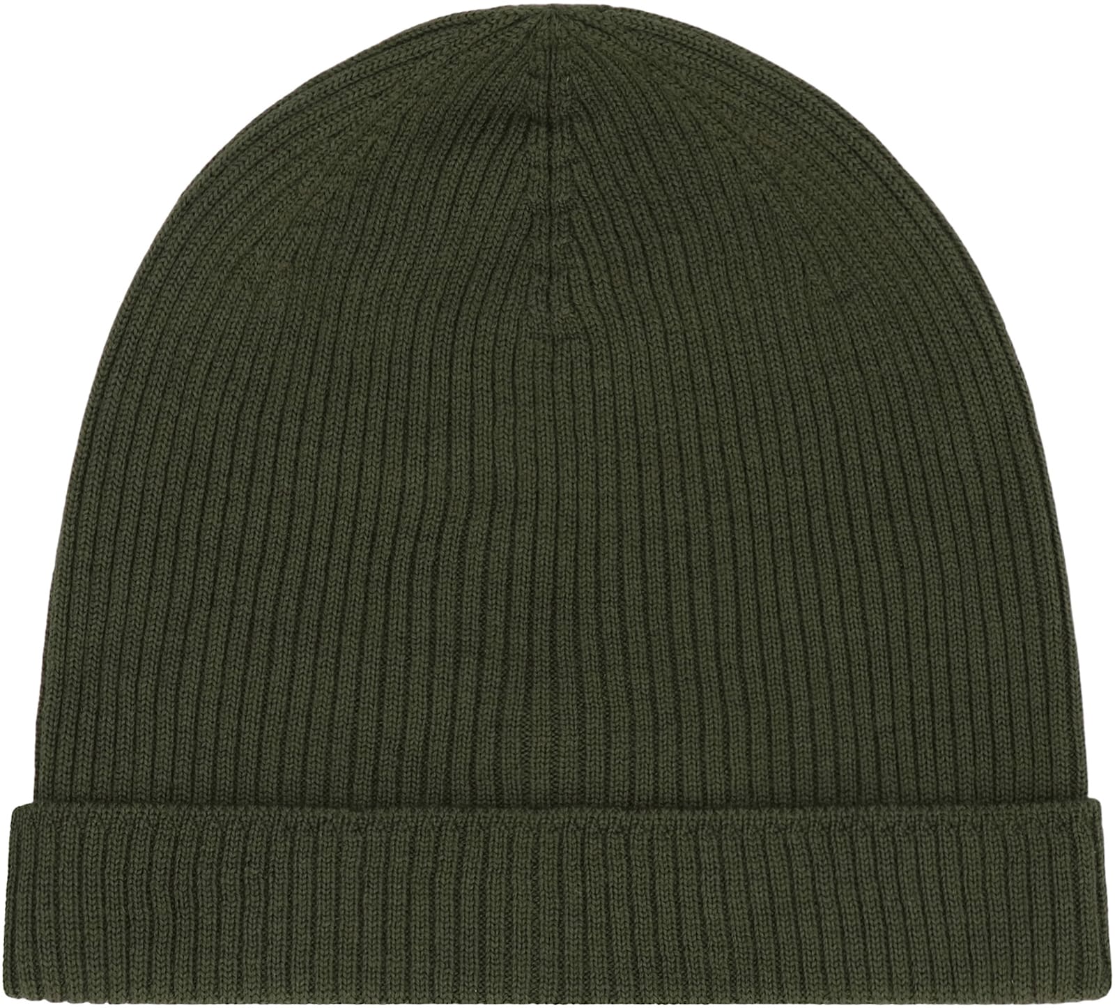 Rick Owens Ribbed Wool Hat Folded Cuff In Green