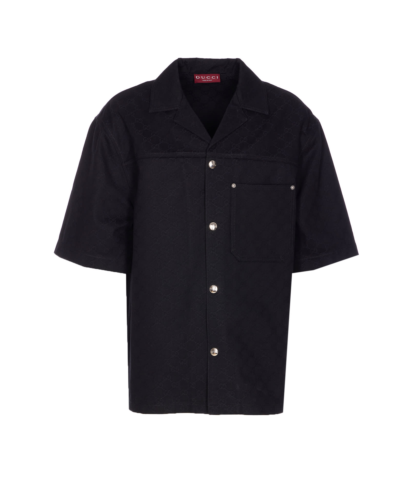 Gucci Classic Short-sleeve Cotton Shirt In Black