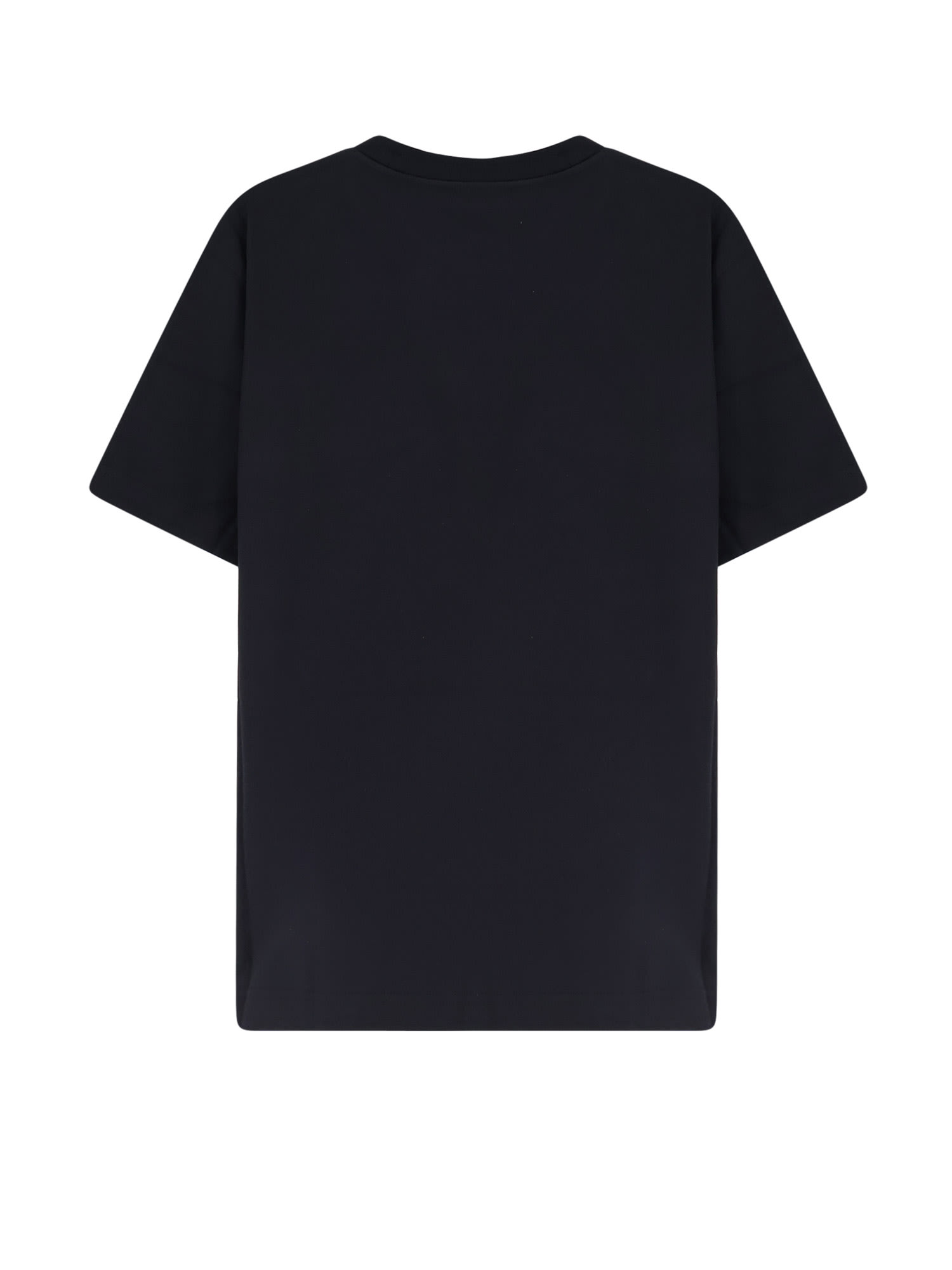 Burberry Men Black Crewneck T-shirt With Ekd And Logo Lettering Embroidery On The Front In Cotton Ma In Black