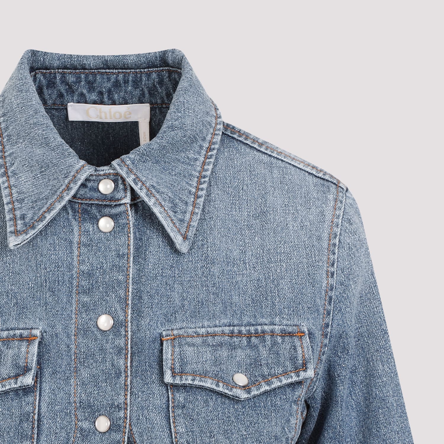 Shop Chloé Denim Shirt In Foggy Blue