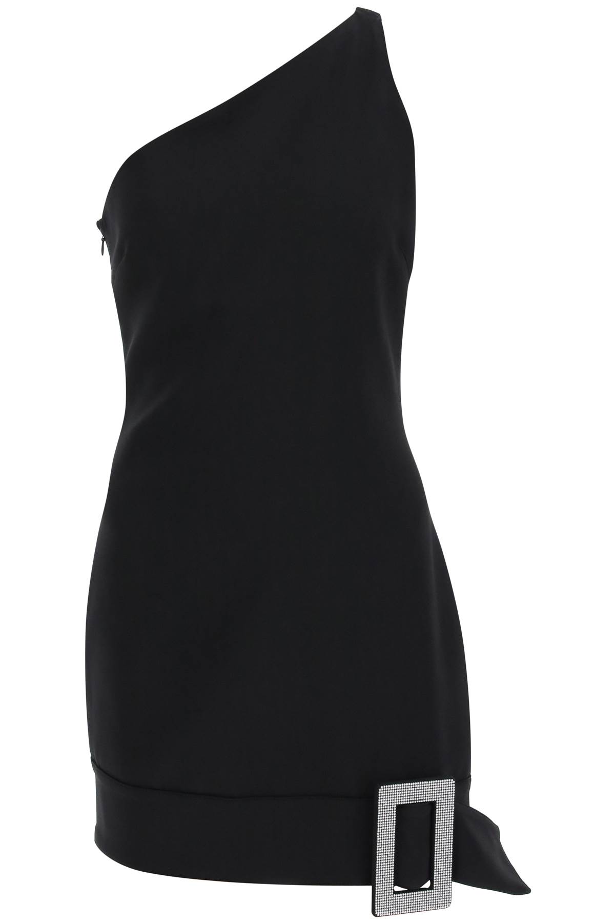 Shop Giuseppe Di Morabito One-shoulder Mini Dress With Rhin In Black (black)