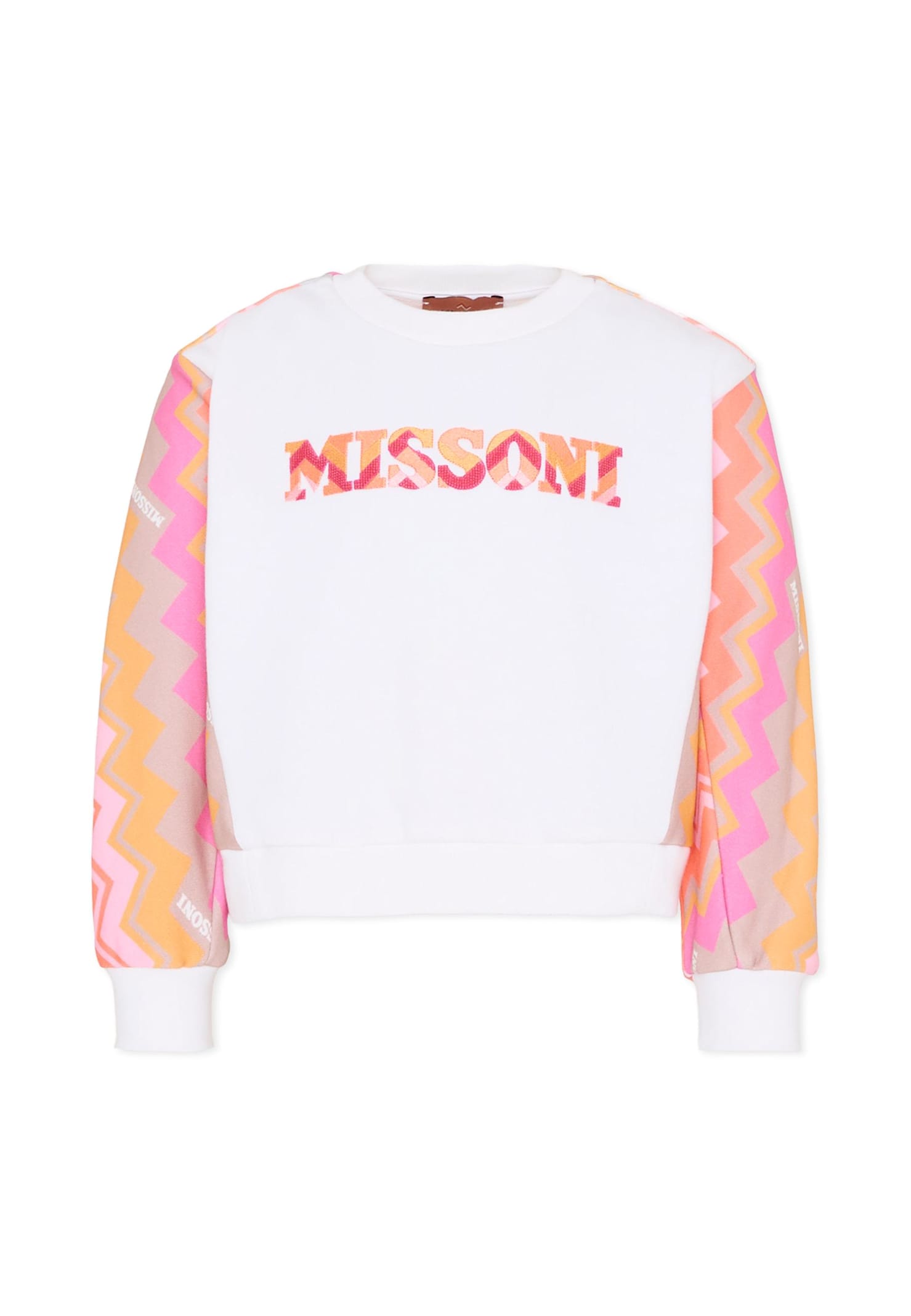 Missoni White Sweatshirt For Girl With Logo In White