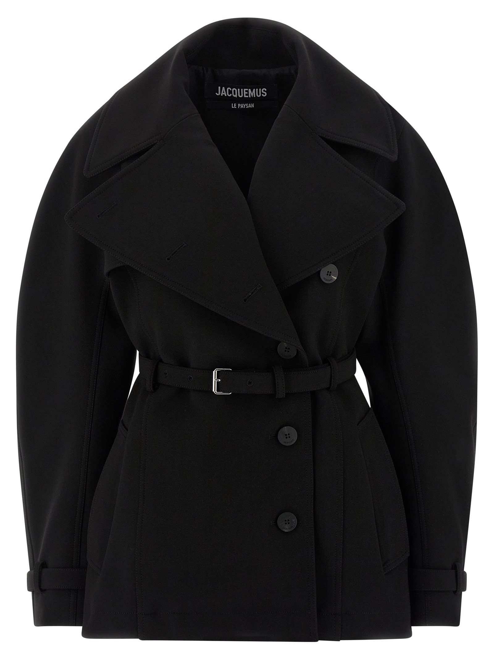 Jacquemus Le Trench Ovalo Court Coat In Black
