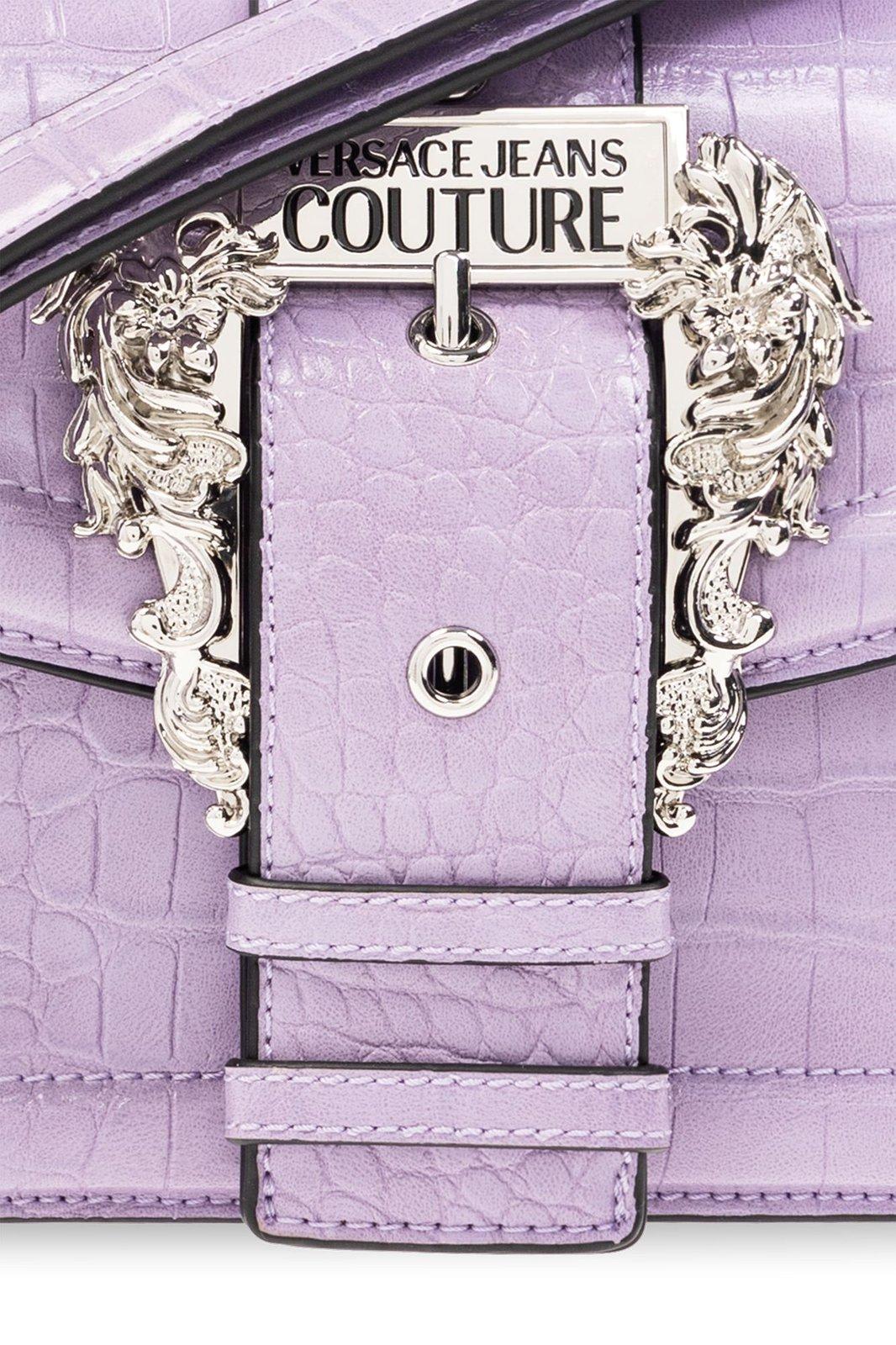 Shop Versace Jeans Couture Baroque-buckled Small Shoulder Bag In Purple