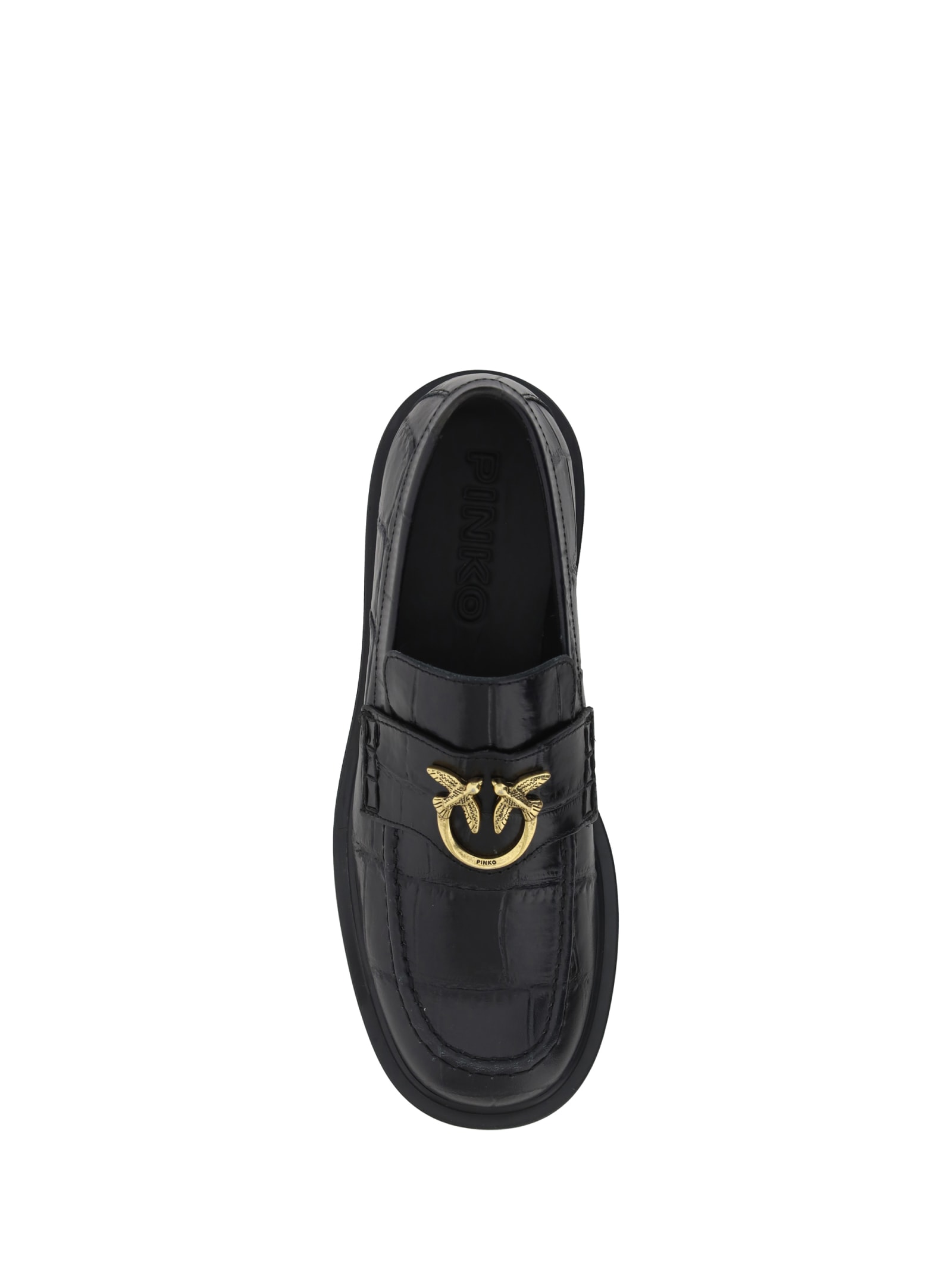 Shop Pinko Tina Loafers In Black