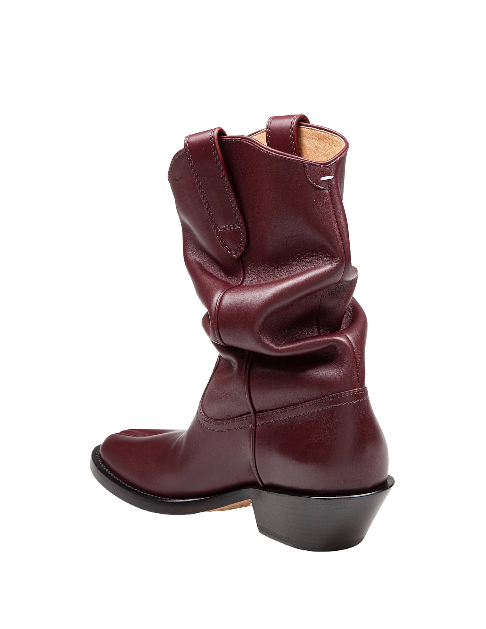 Shop Maison Margiela Tabi Texan Boot In Leather Color Bordeaux