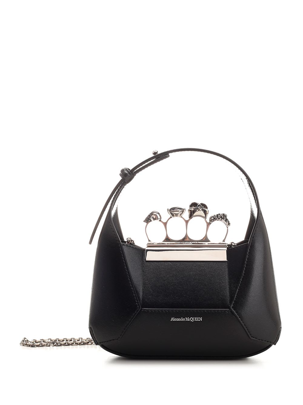 ALEXANDER MCQUEEN BLACK MINI JEWELED HOBO BAG