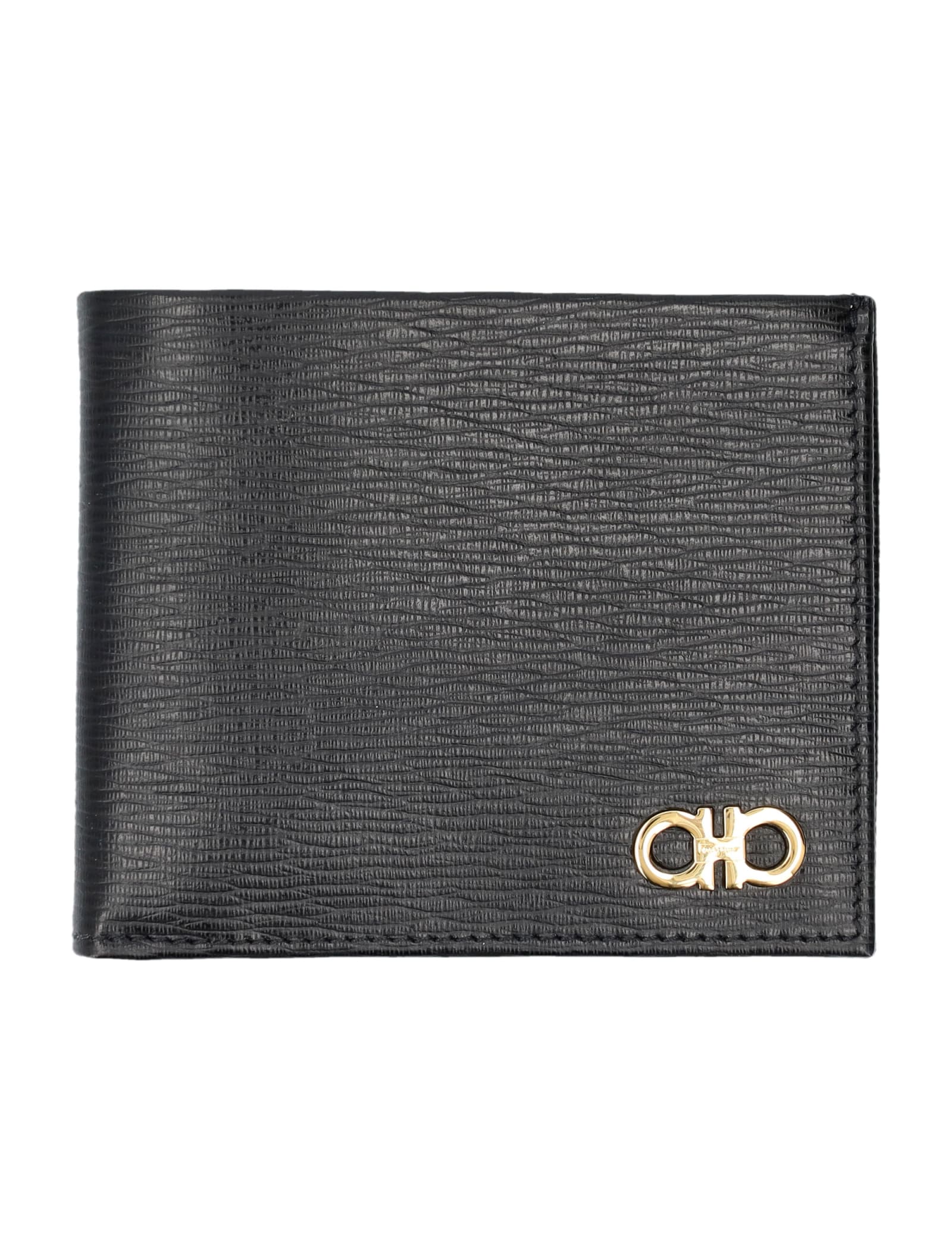 Ferragamo Revival Gancio Bicolor Wallet In Black